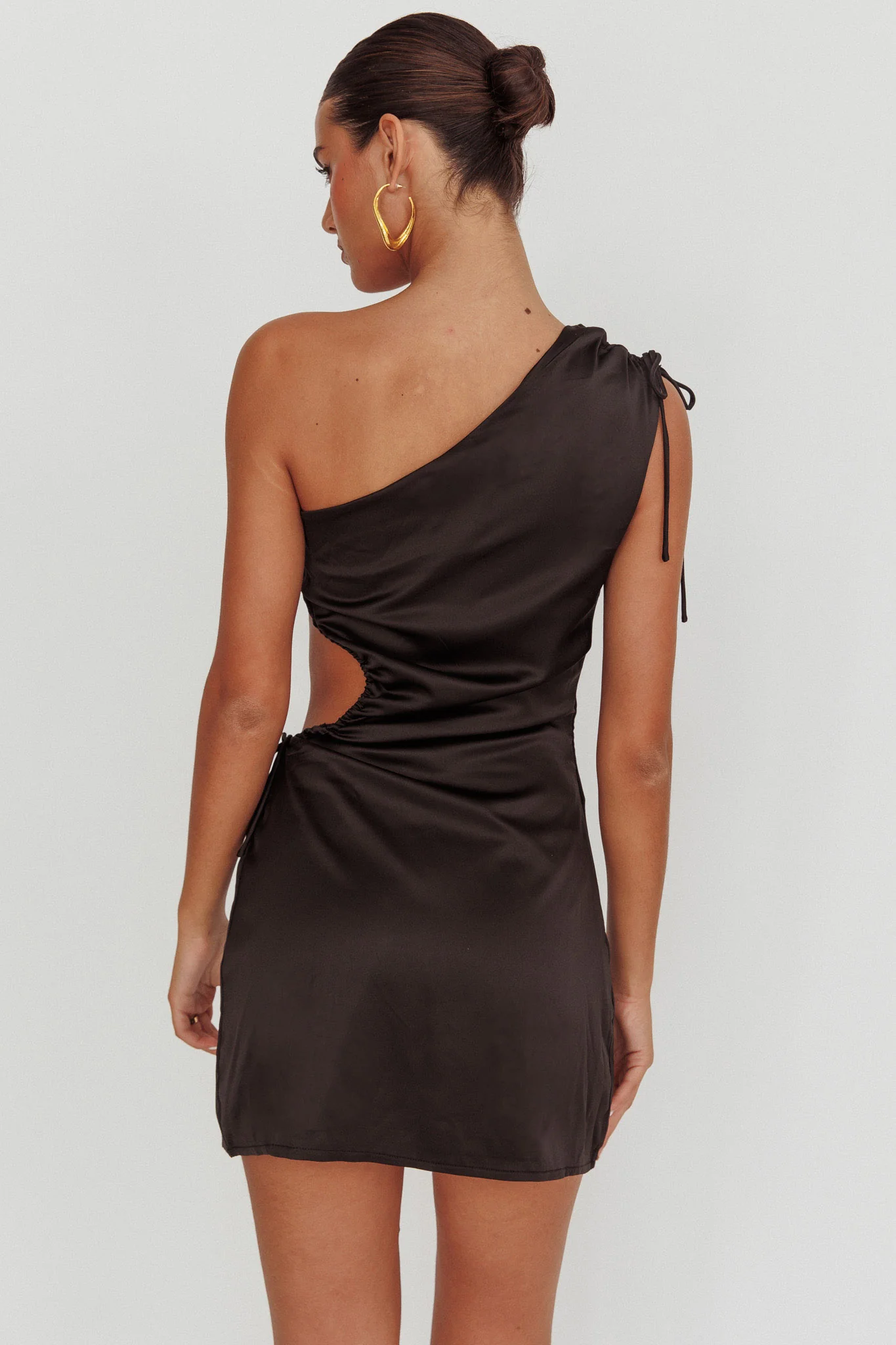 Lyon Ruched Cut Out Mini Dress Black - Image 3