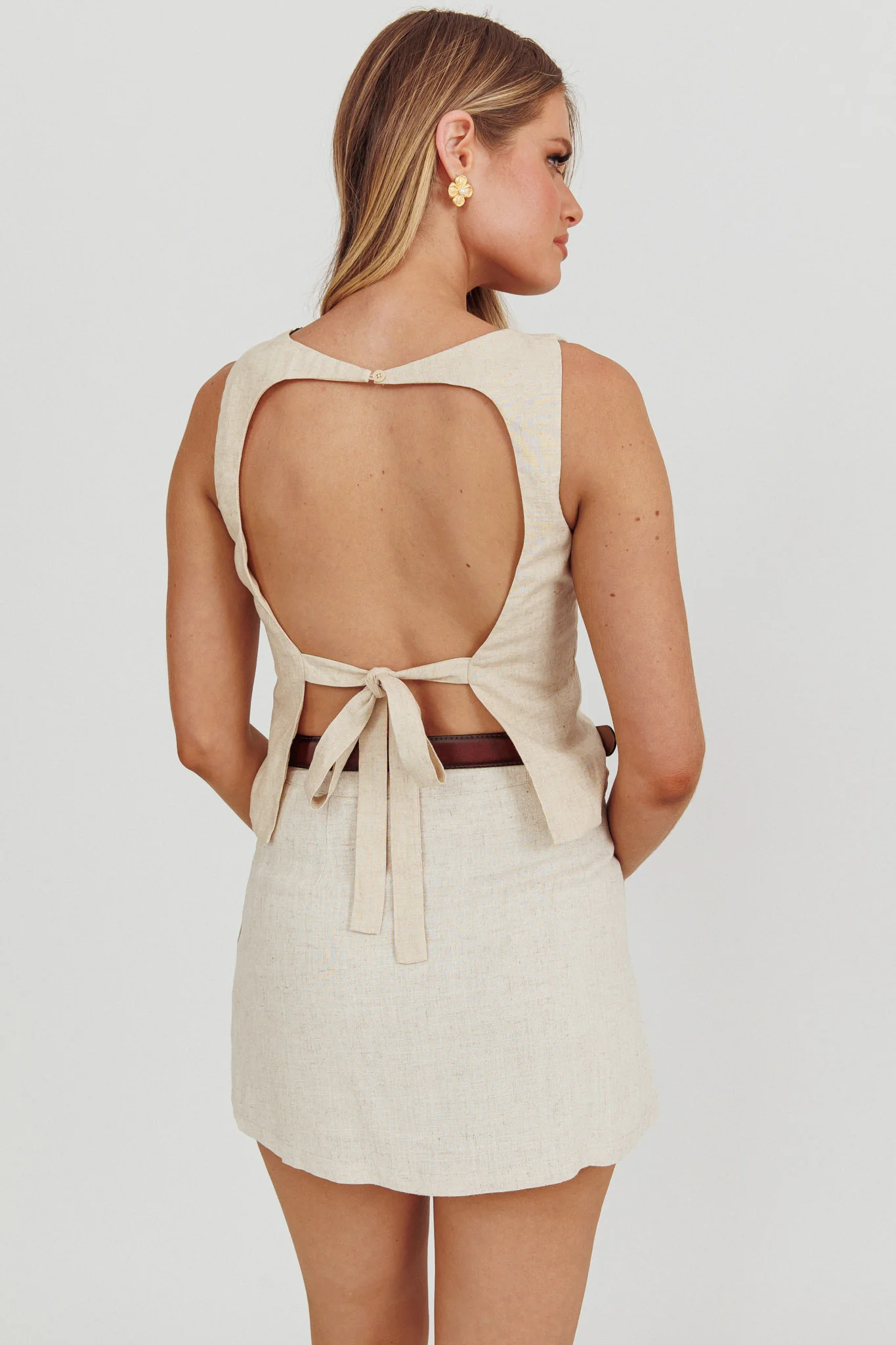 Lyre Song Backless Sleeveless Top Stone - Image 2