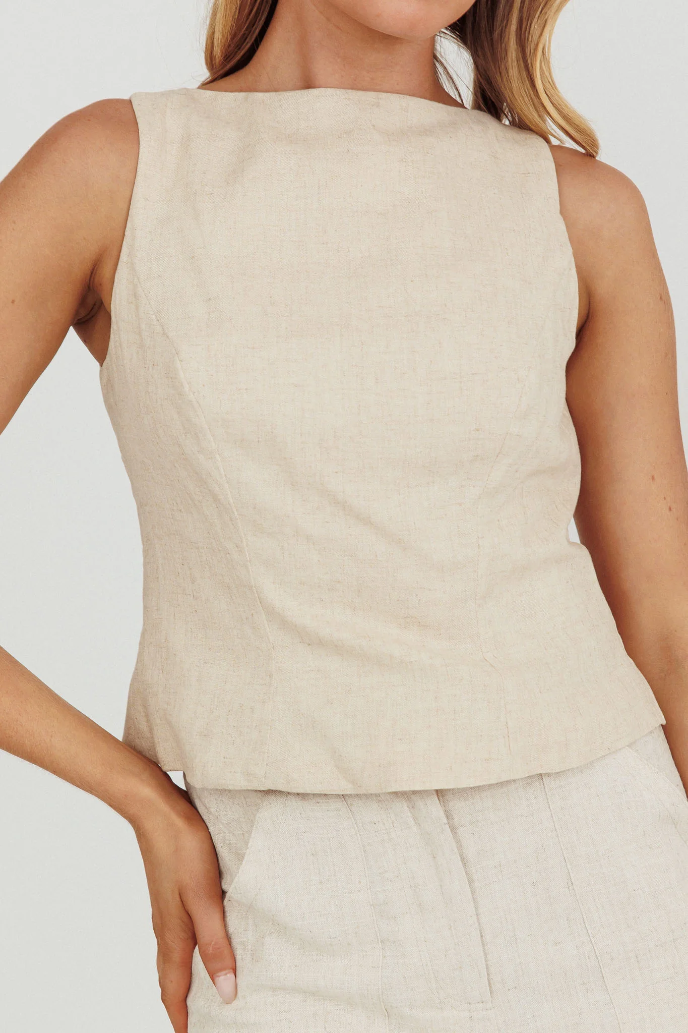 Lyre Song Backless Sleeveless Top Stone - Image 4