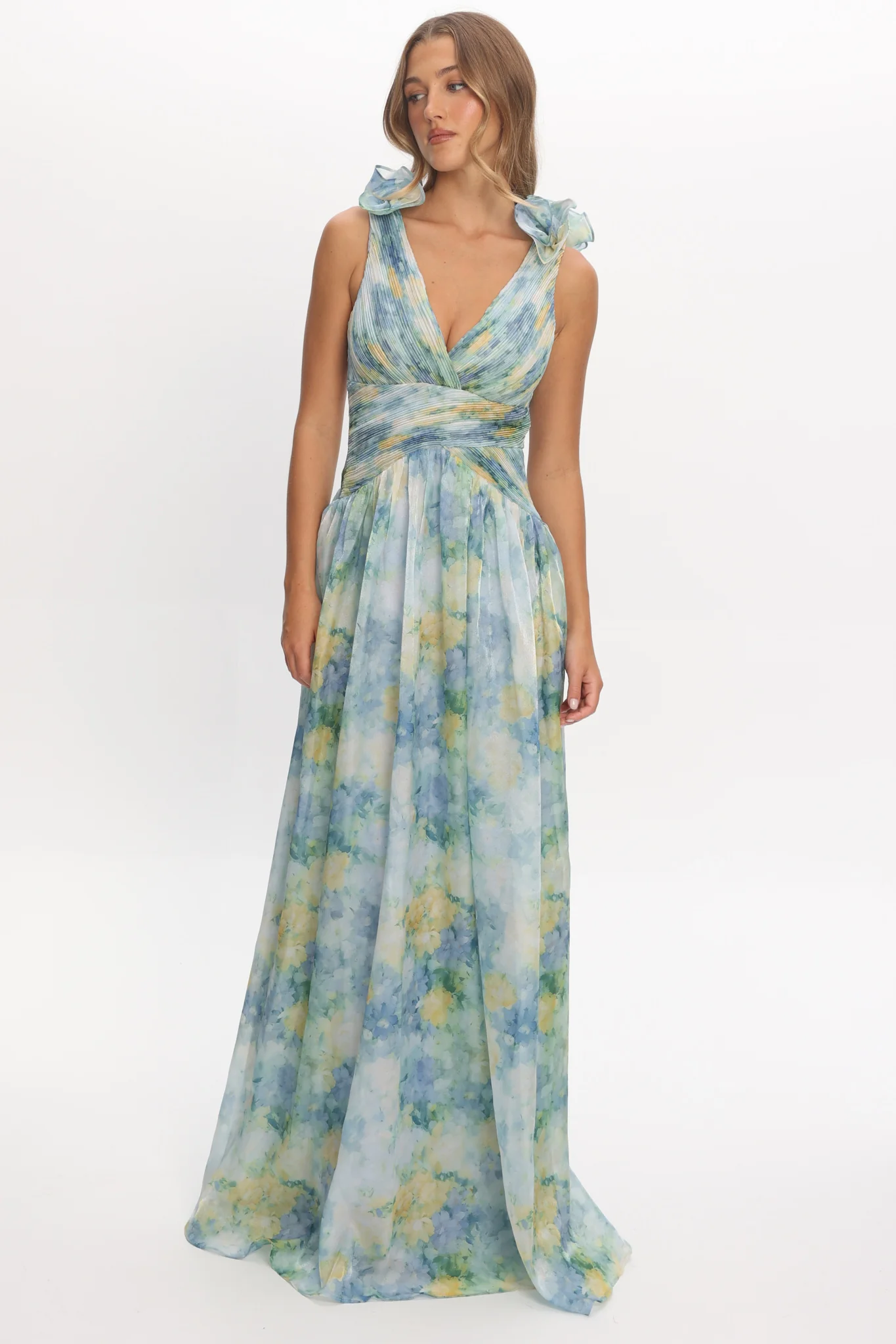 Lys Lace-Up Back Maxi Dress Print Blue - Image 2