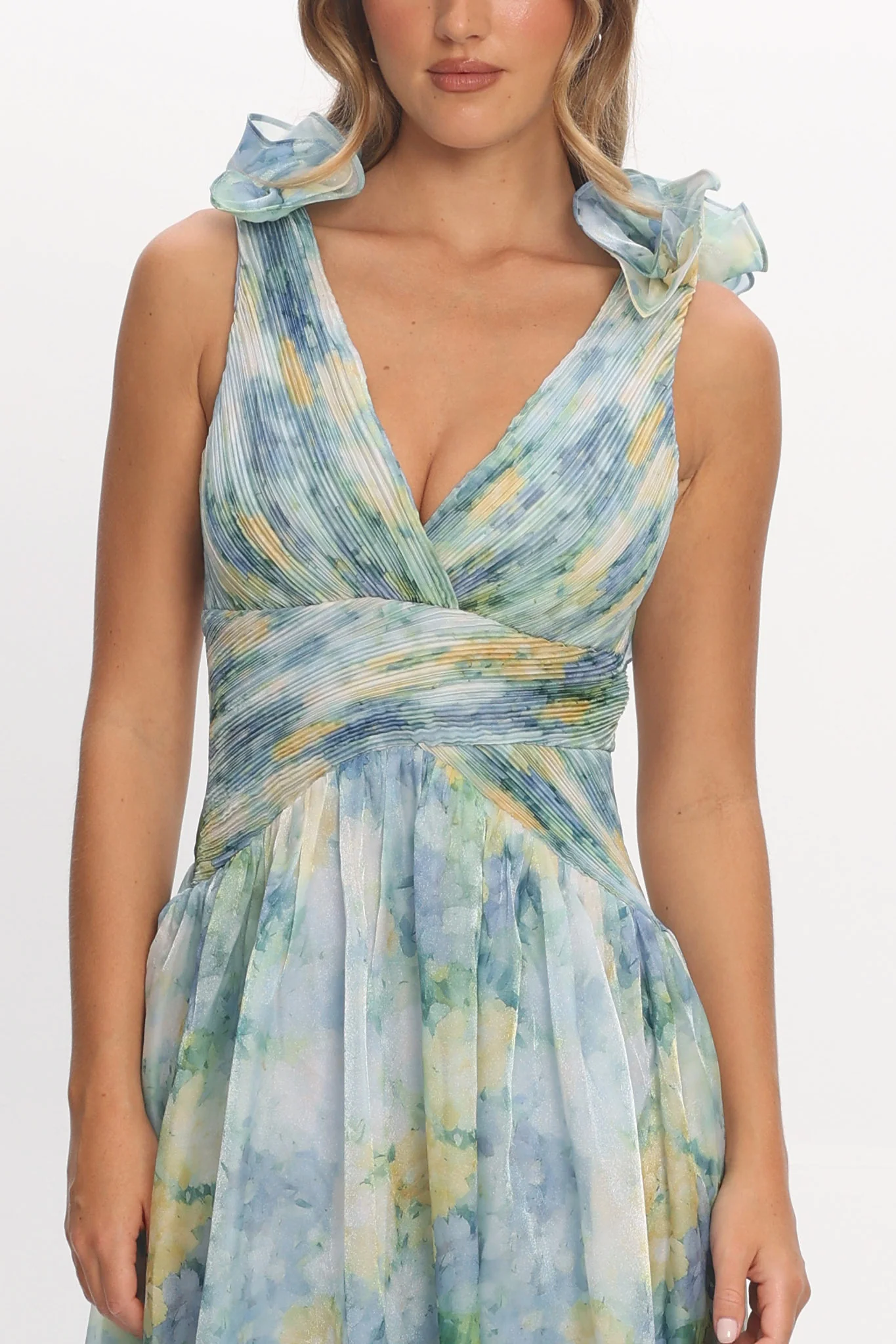 Lys Lace-Up Back Maxi Dress Print Blue - Image 4