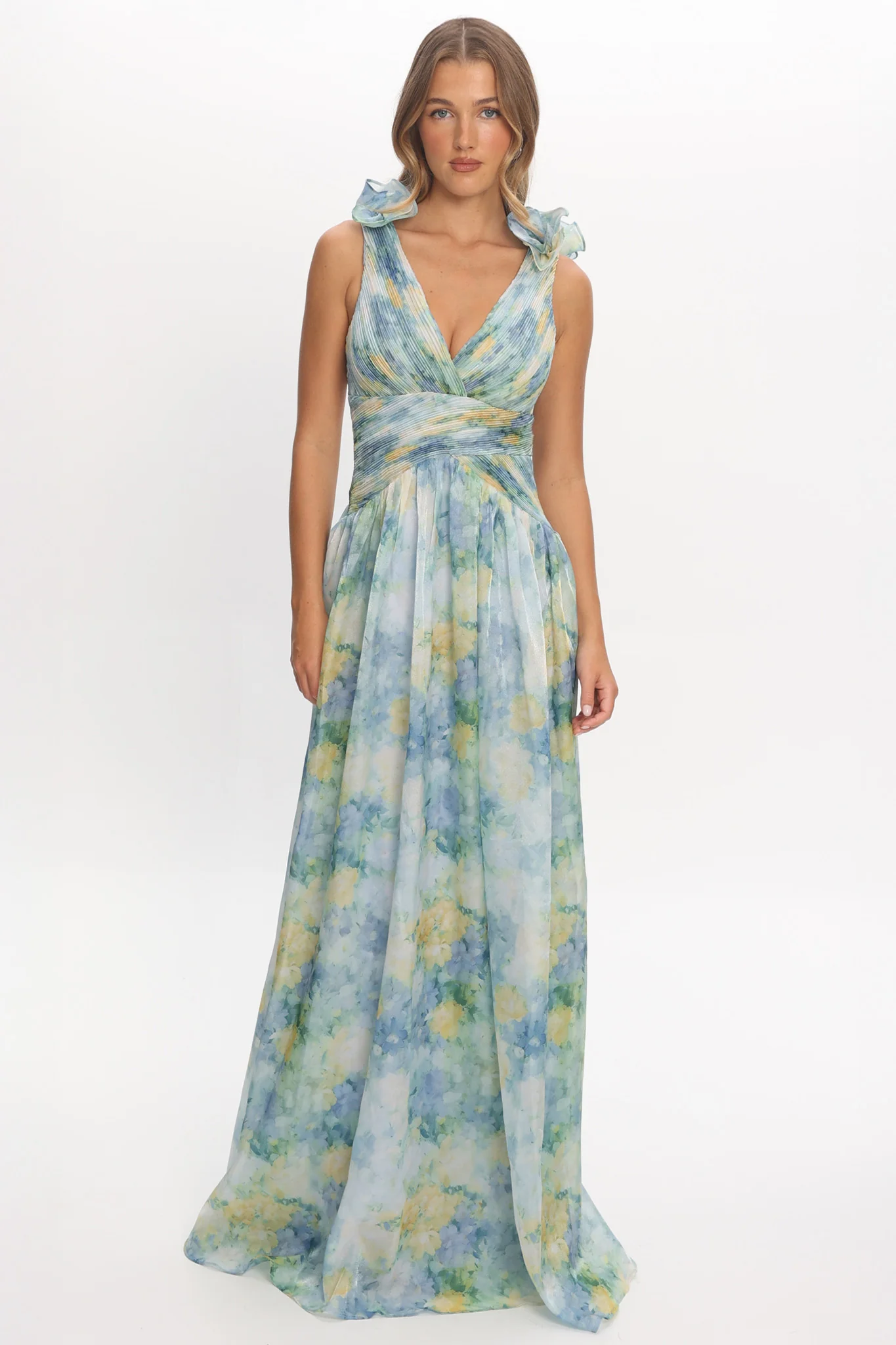 Lys Lace-Up Back Maxi Dress Print Blue - Image 5