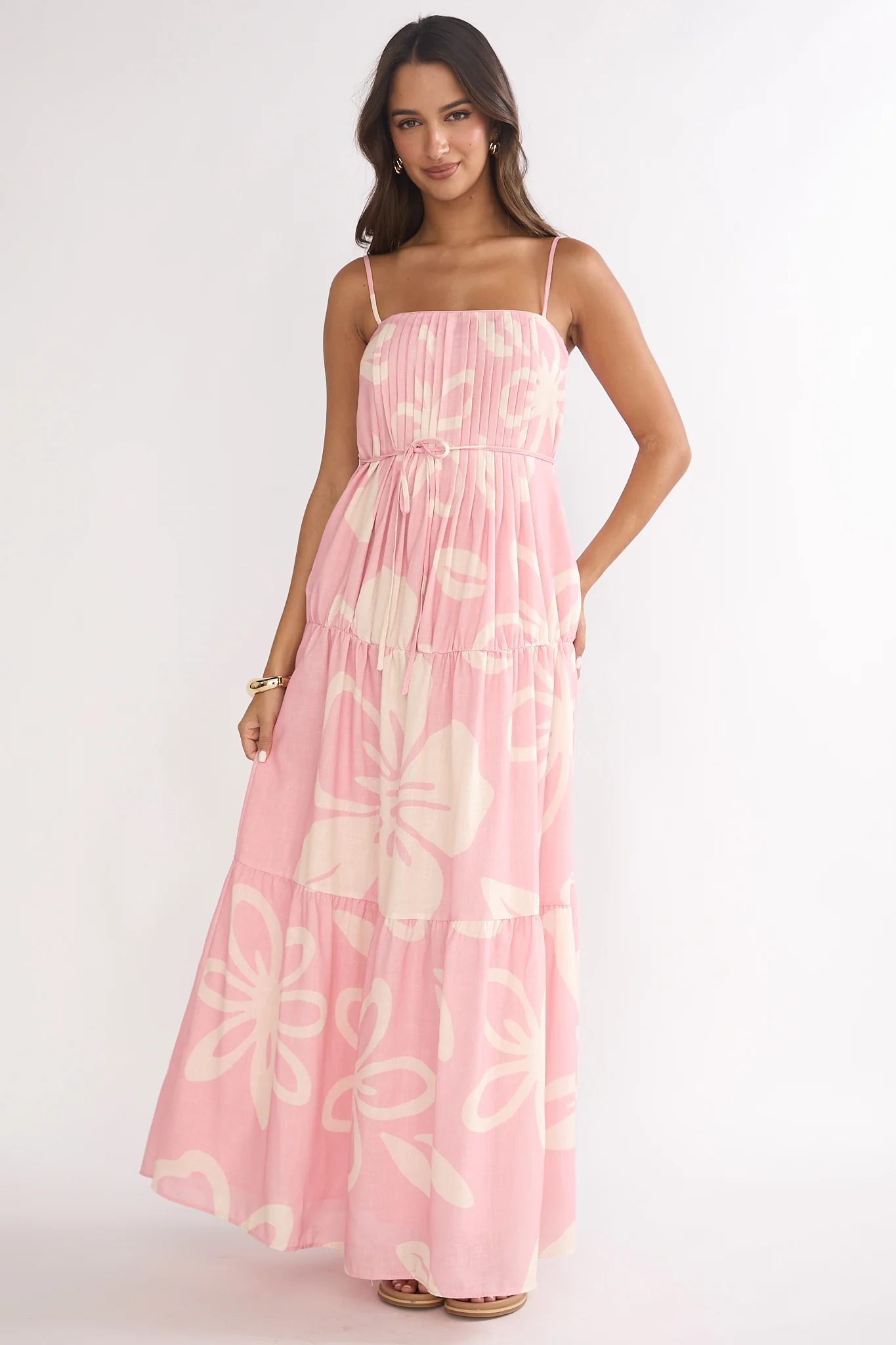 Lysette Pintuck Pleat Maxi Dress Floral - Image 4