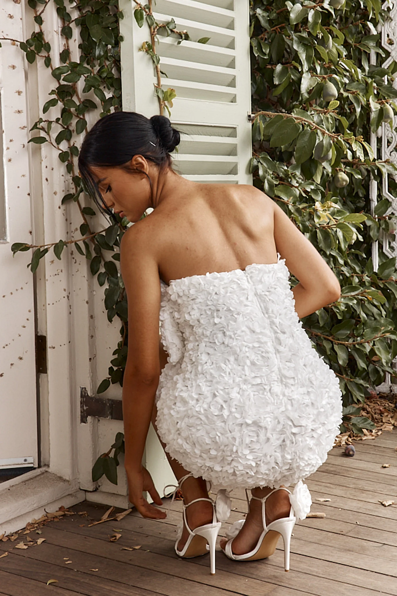 Ma Cherie Bow Bust Embellished Mini Dress White - Image 6
