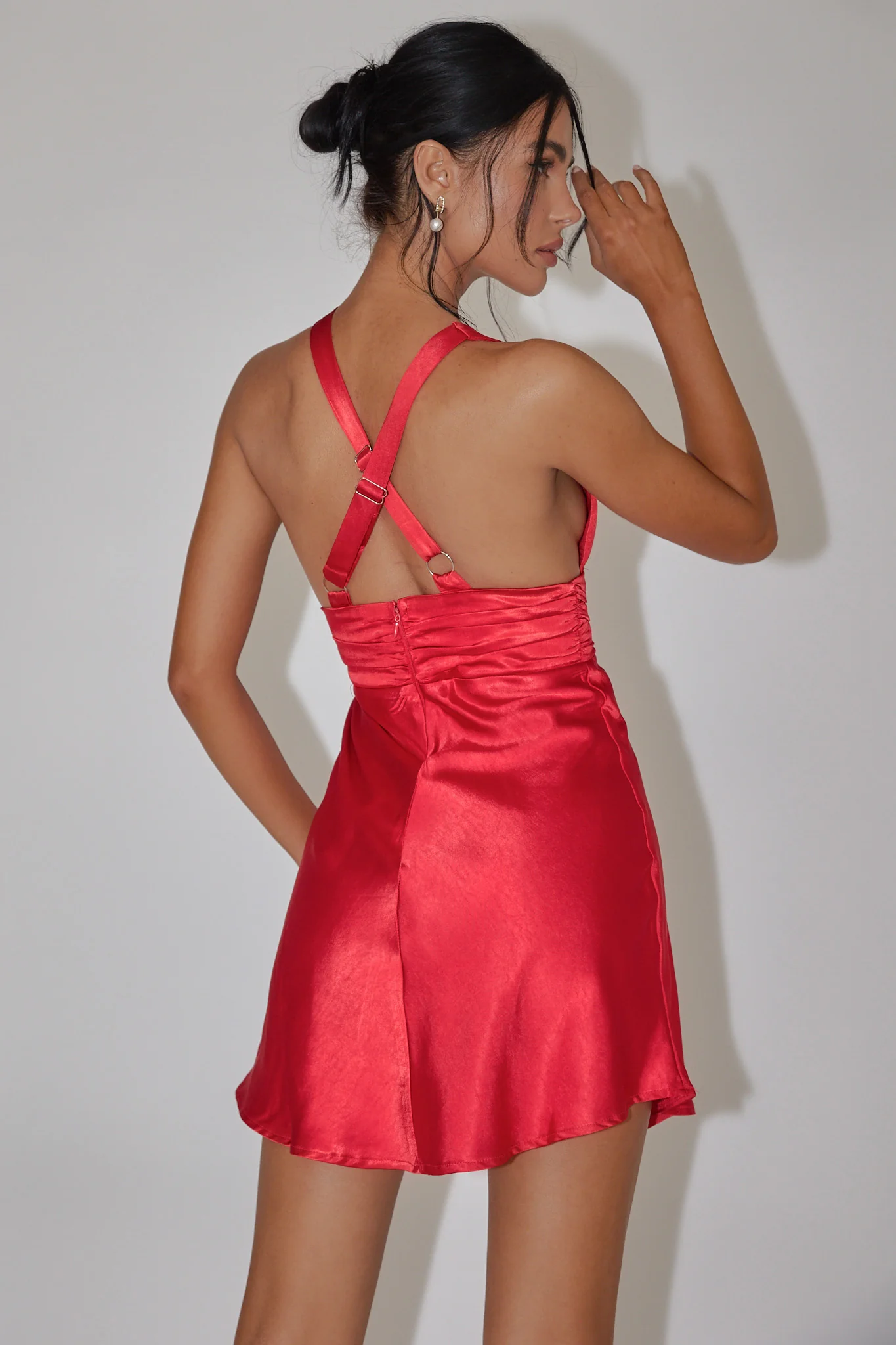 Mad About You Criss-Cross Back Mini Dress Fire Red - Image 2