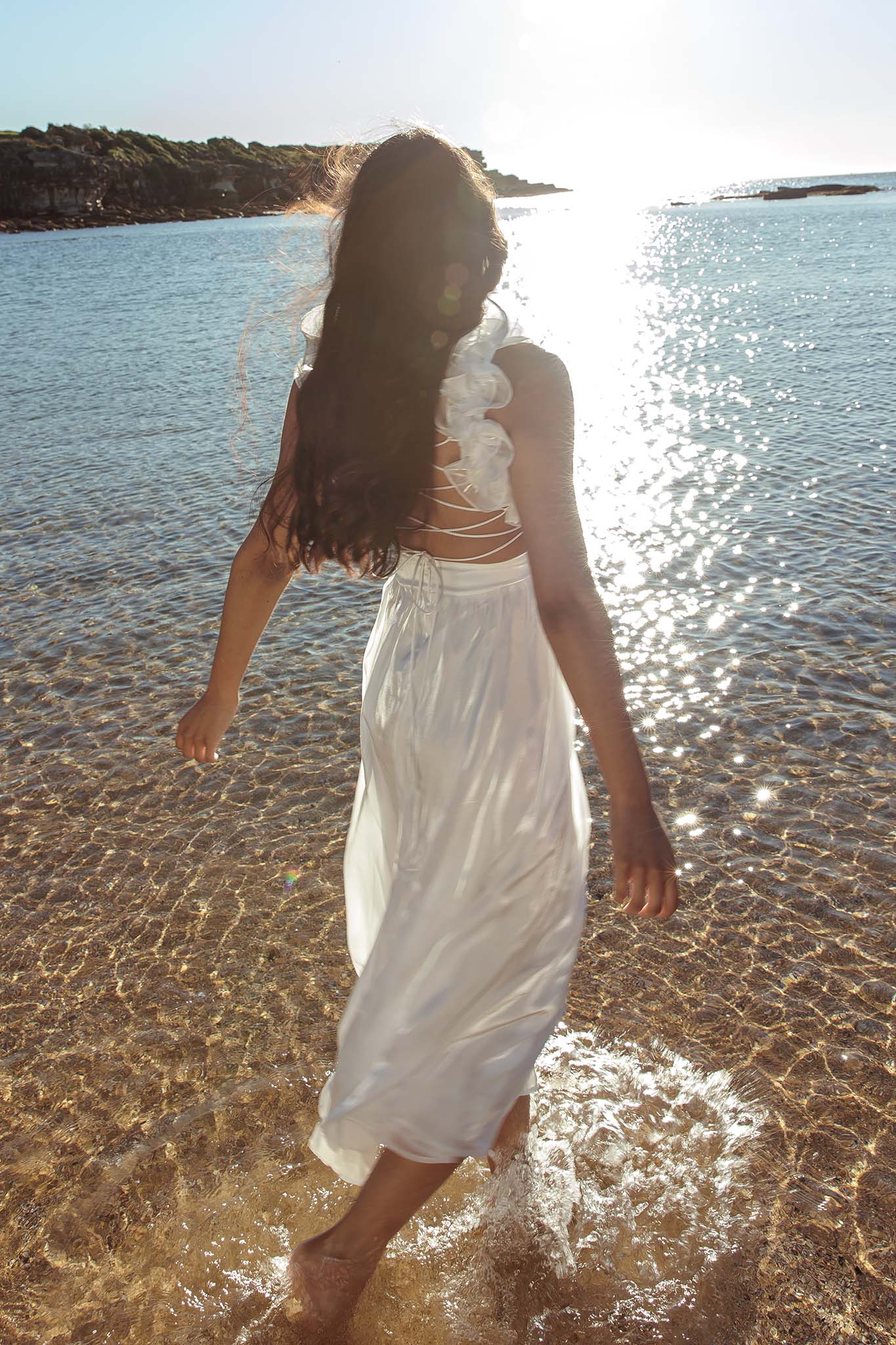 Madara Lace-Up Back Maxi Dress White - Image 3