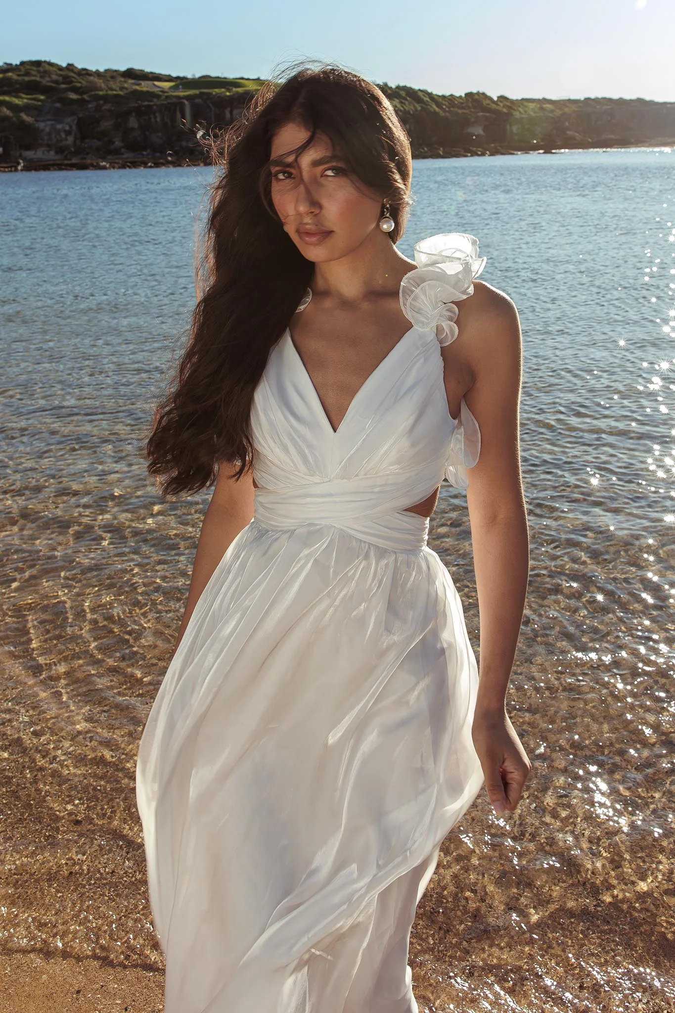 Madara Lace-Up Back Maxi Dress White - Image 4