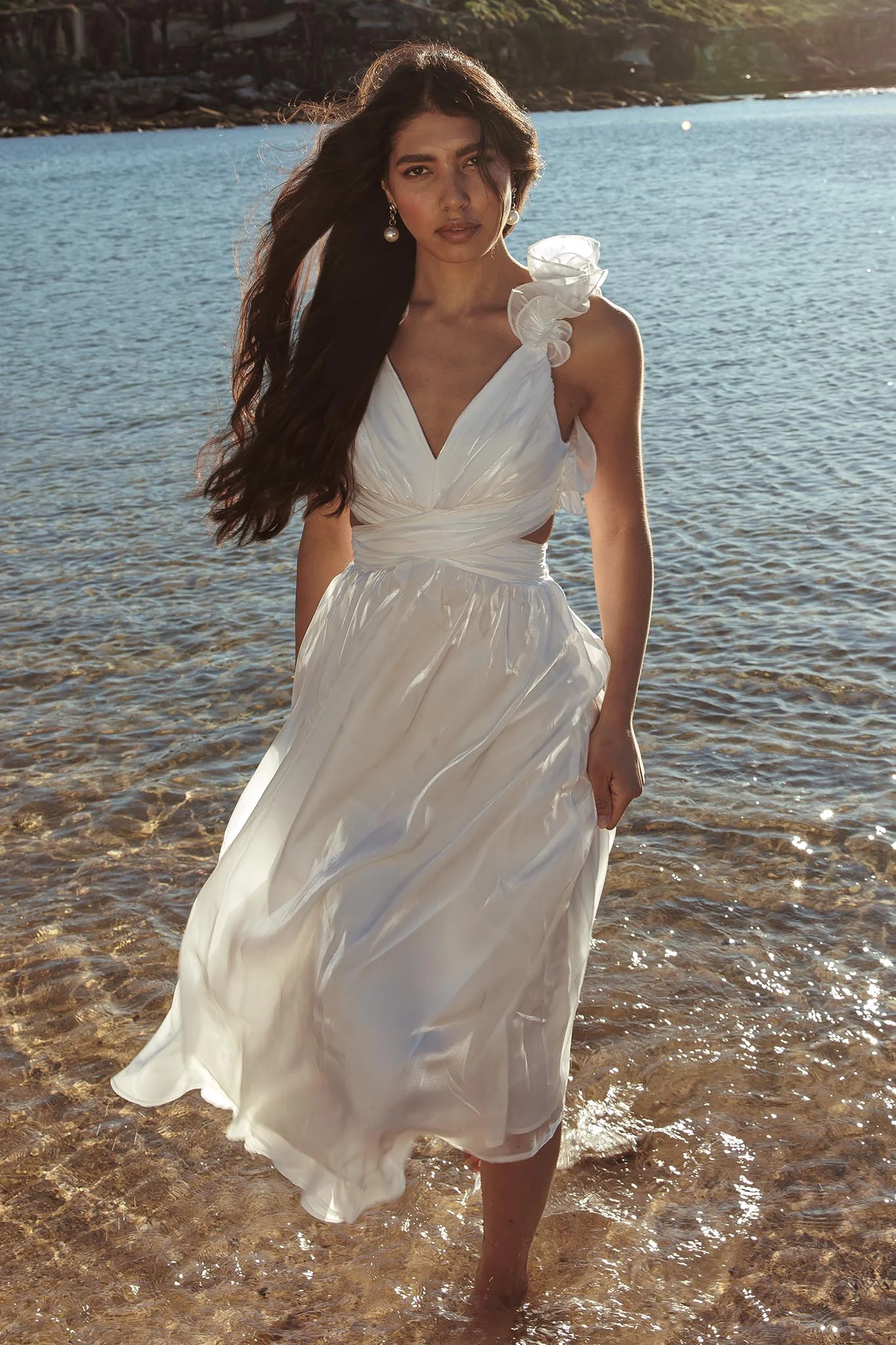 Madara Lace-Up Back Maxi Dress White - Image 5