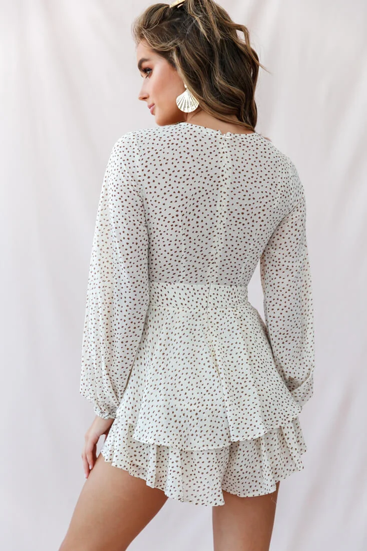 Maddox Fit & Flare Long Sleeve Print Romper - Image 3