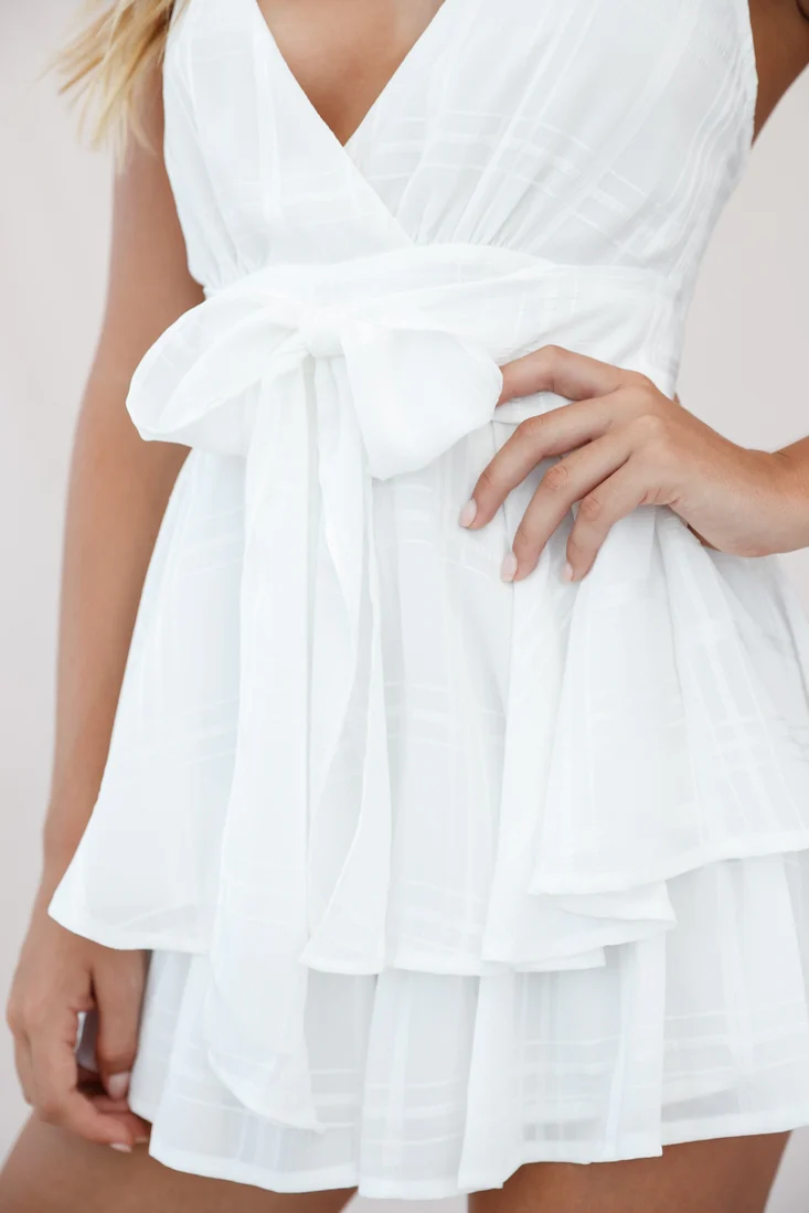 Maddox Fit & Flare Summer Romper White - Image 4