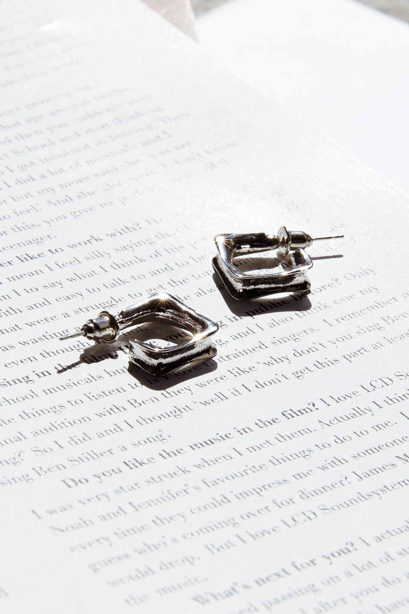 Maddox Small Square Hoop Earrings Silver - Image 2