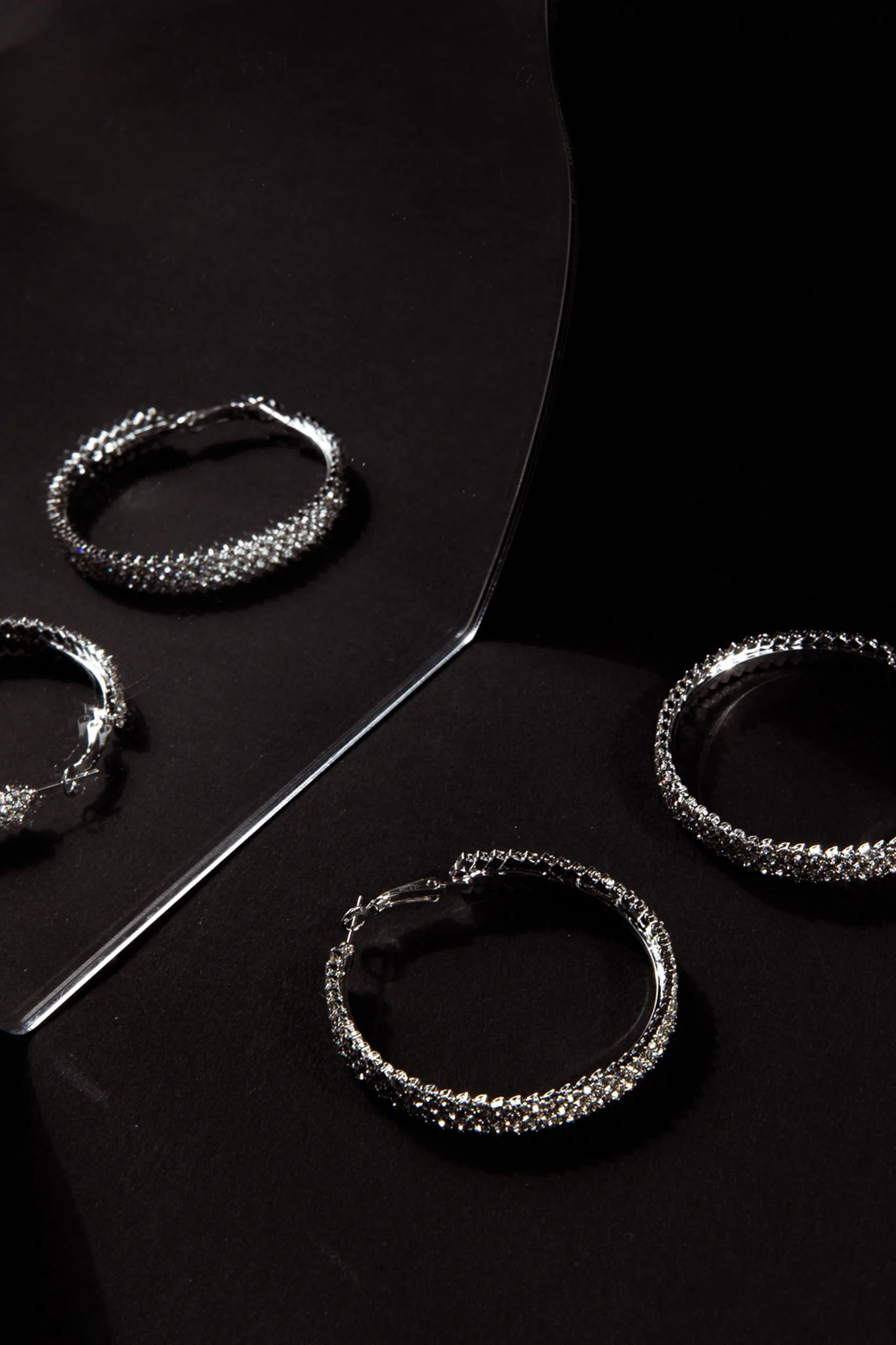 Maddy Diamante Hoop Earrings Silver - Image 3