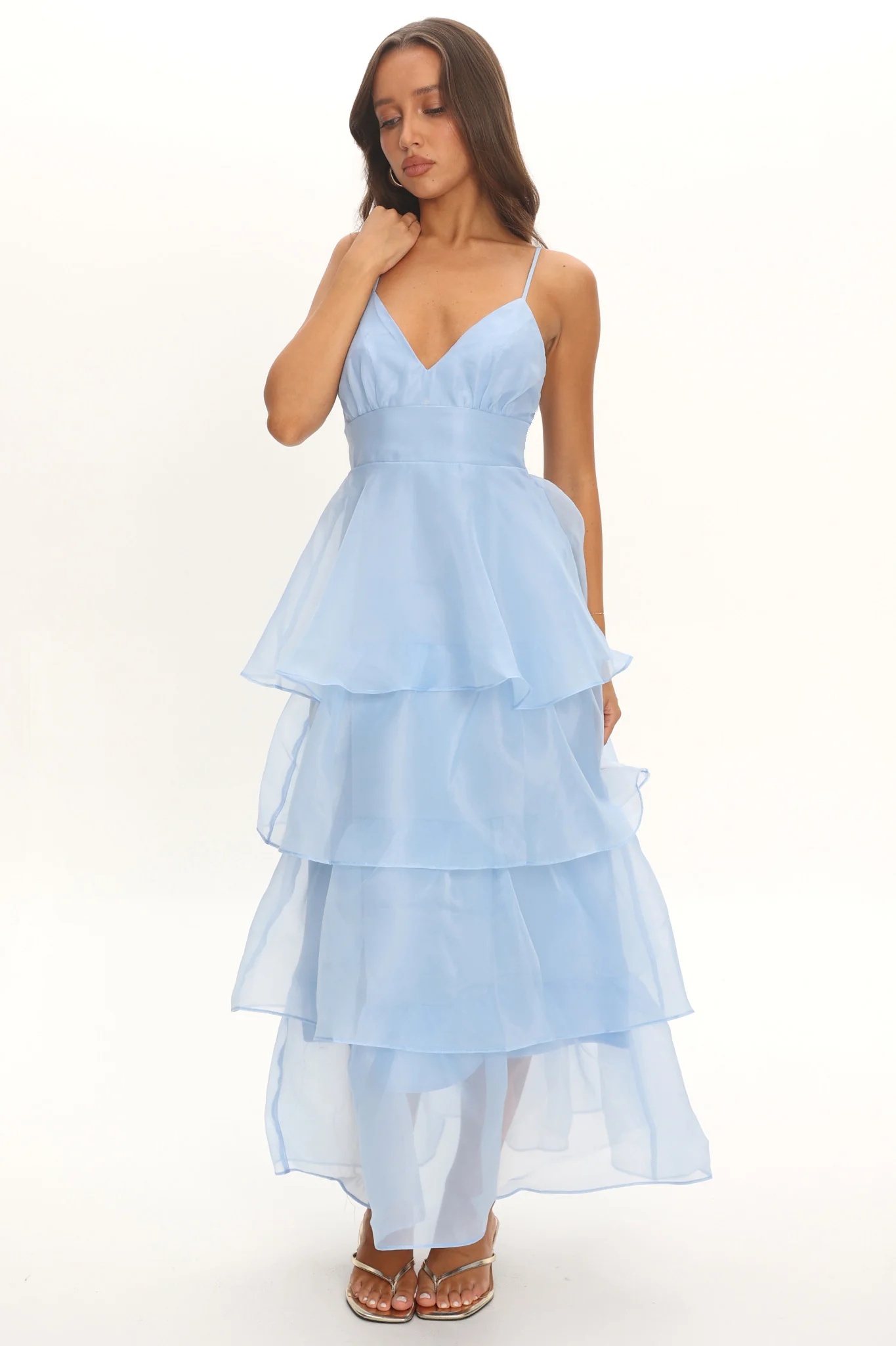 Made For You Tiered Ruffle Midi Dress Blue - Image 6