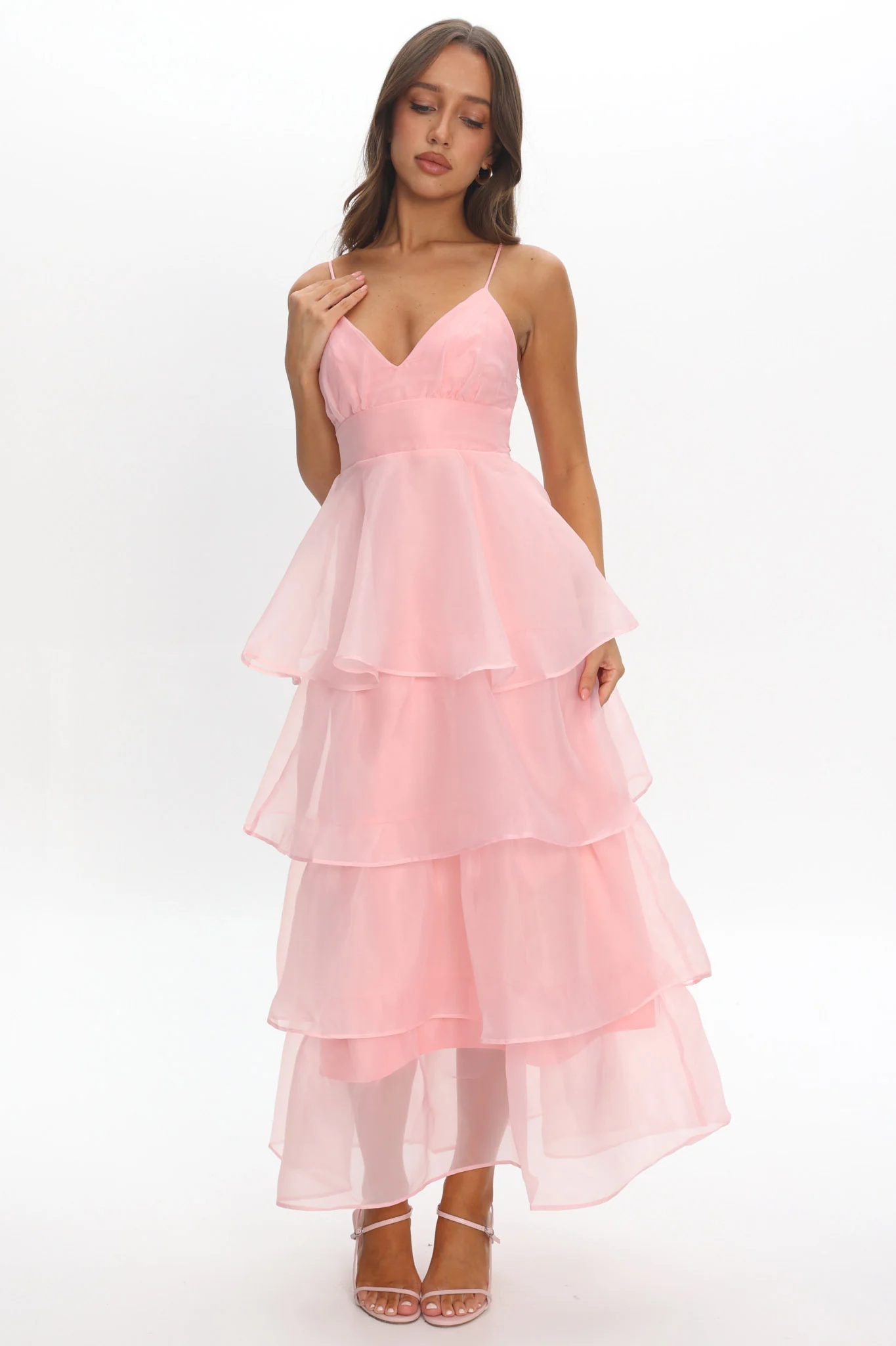 Made For You Tiered Ruffle Midi Dress Pink - Image 2