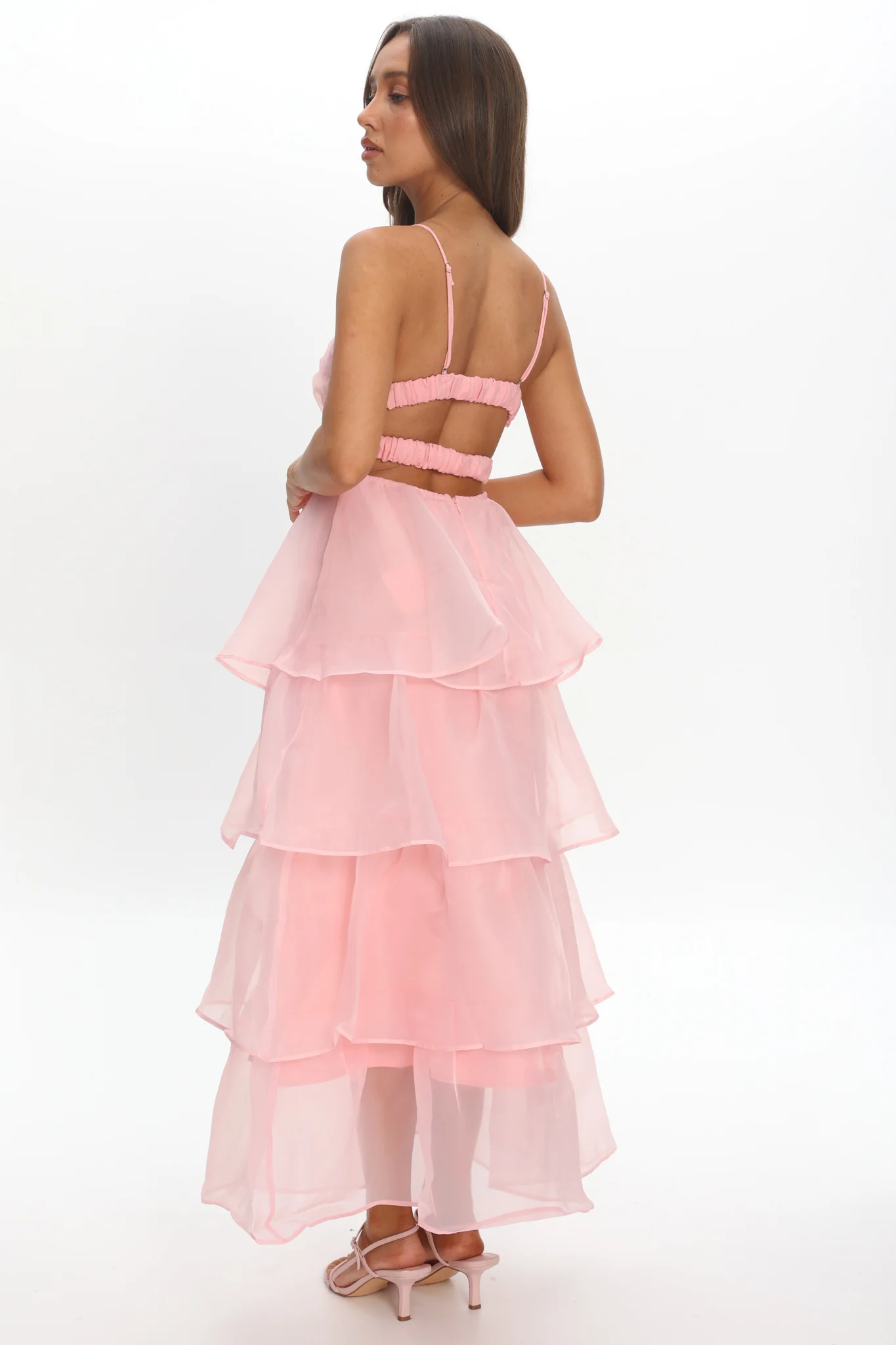 Made For You Tiered Ruffle Midi Dress Pink - Image 3