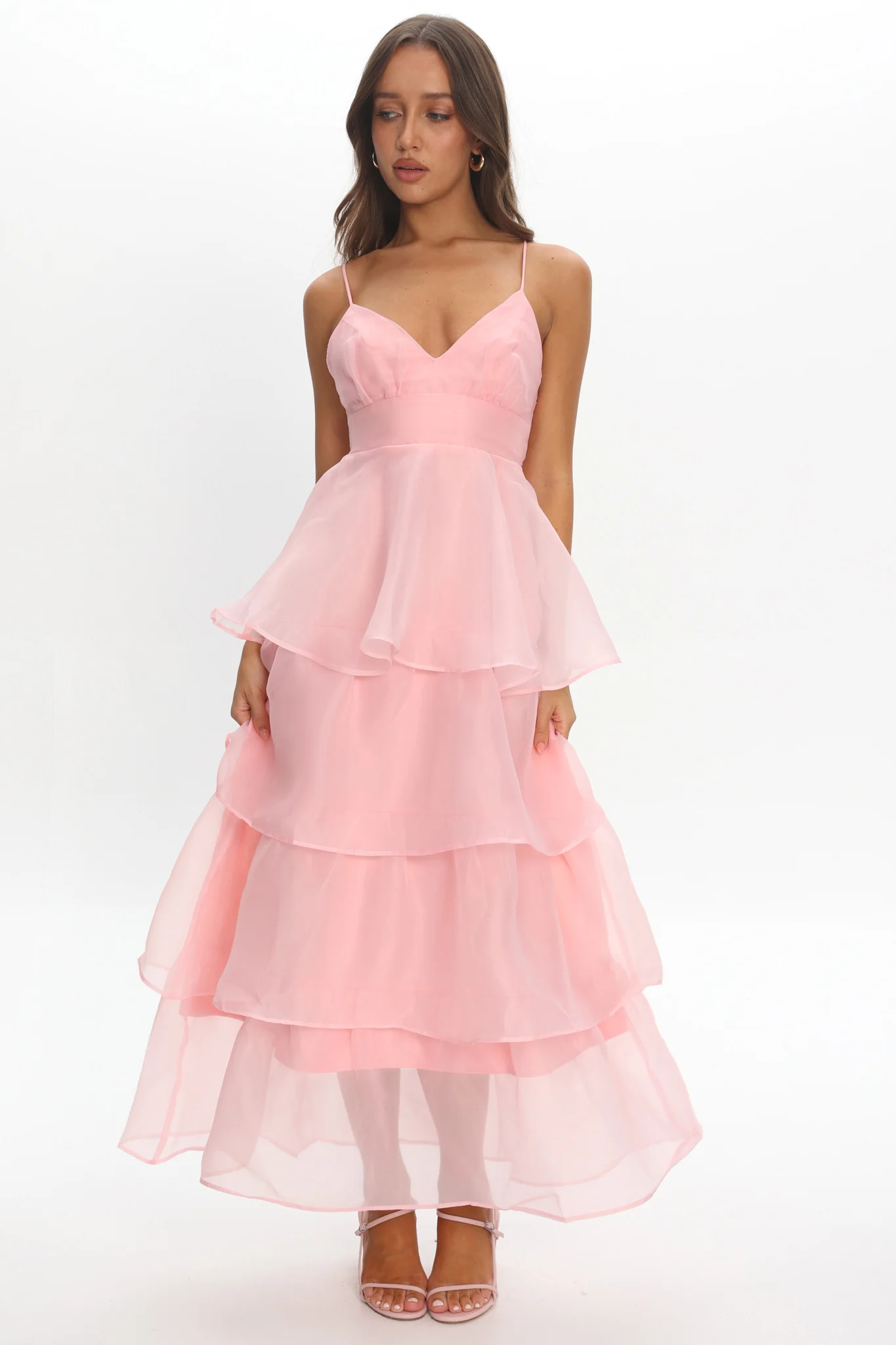 Made For You Tiered Ruffle Midi Dress Pink - Image 5