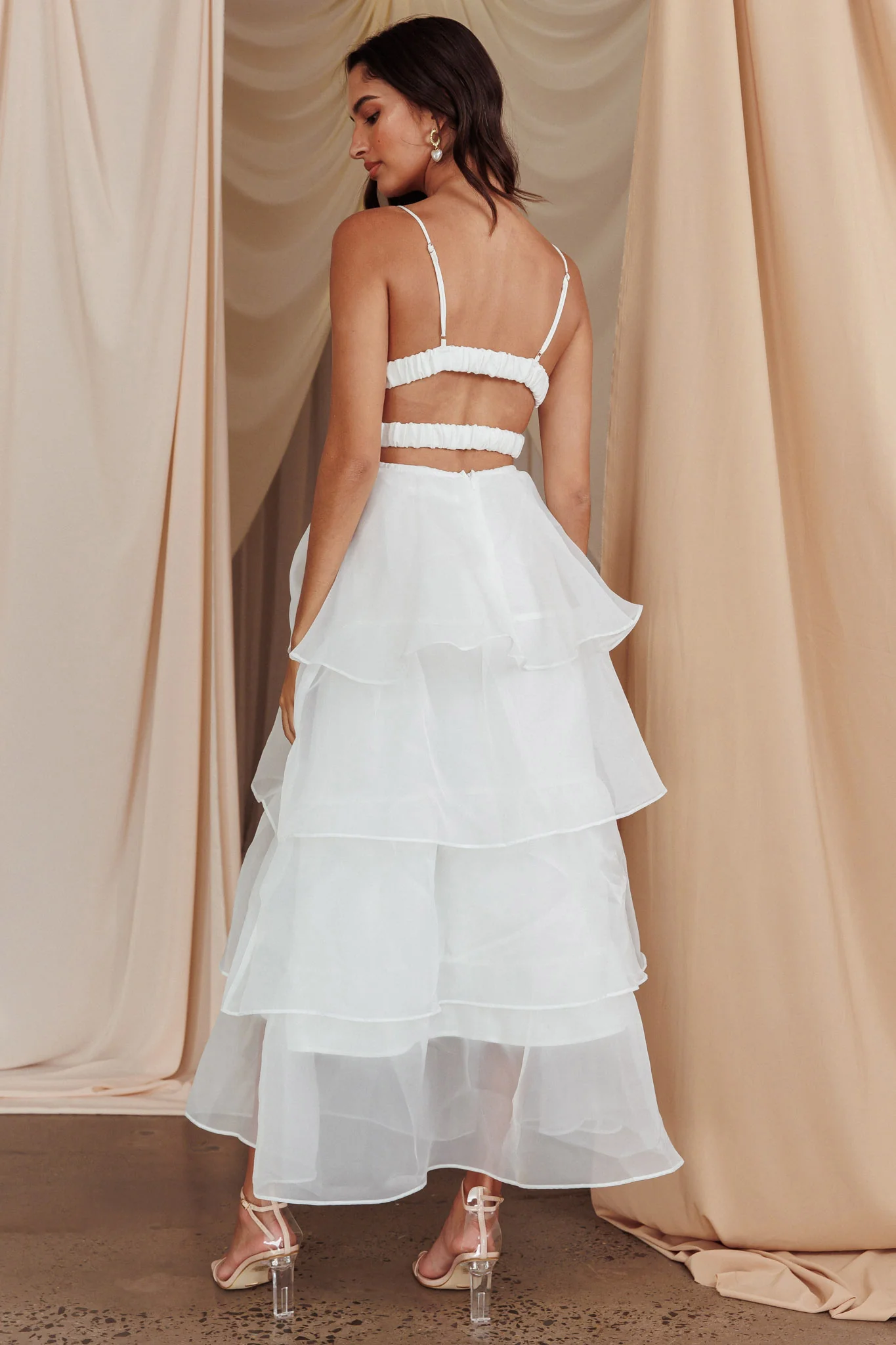 Made For You Tiered Ruffle Midi Dress White - Image 3