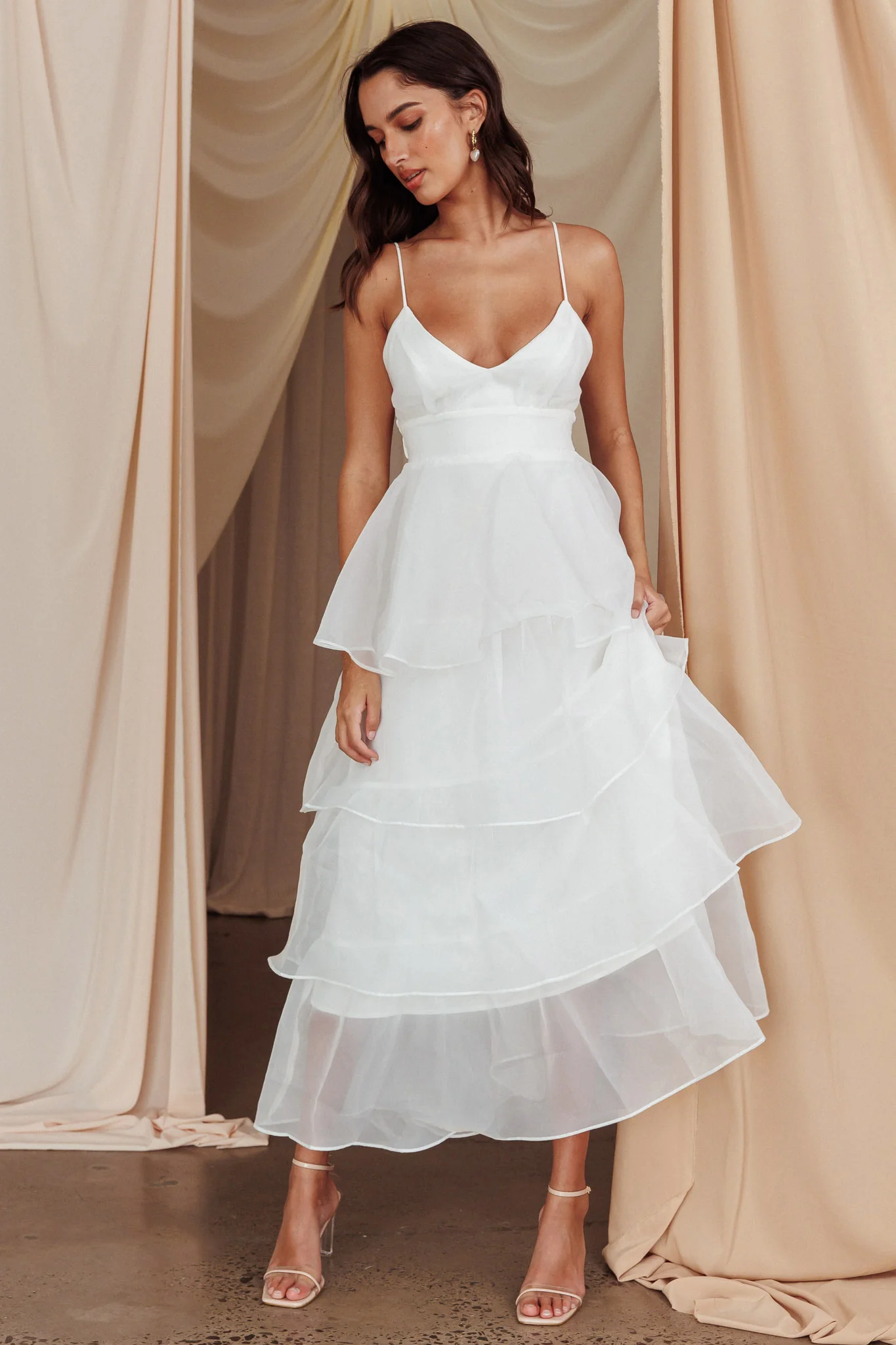 Made For You Tiered Ruffle Midi Dress White - Image 6