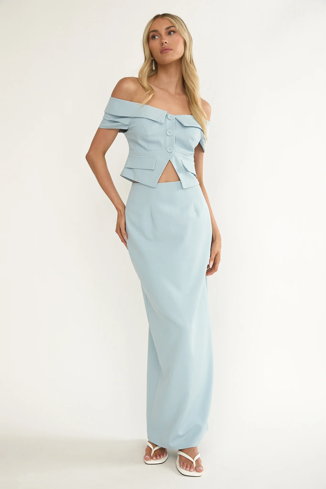 Maelie Column Maxi Skirt Blue - Image 4