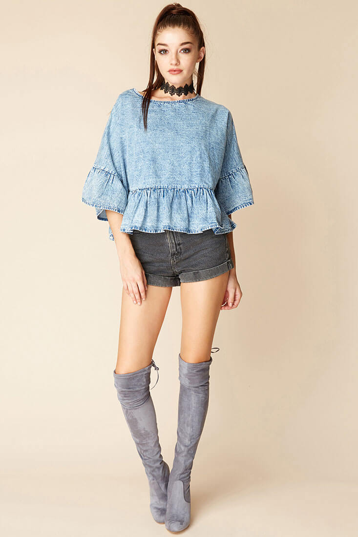 Maggie Casual Denim Top Blue - Image 2