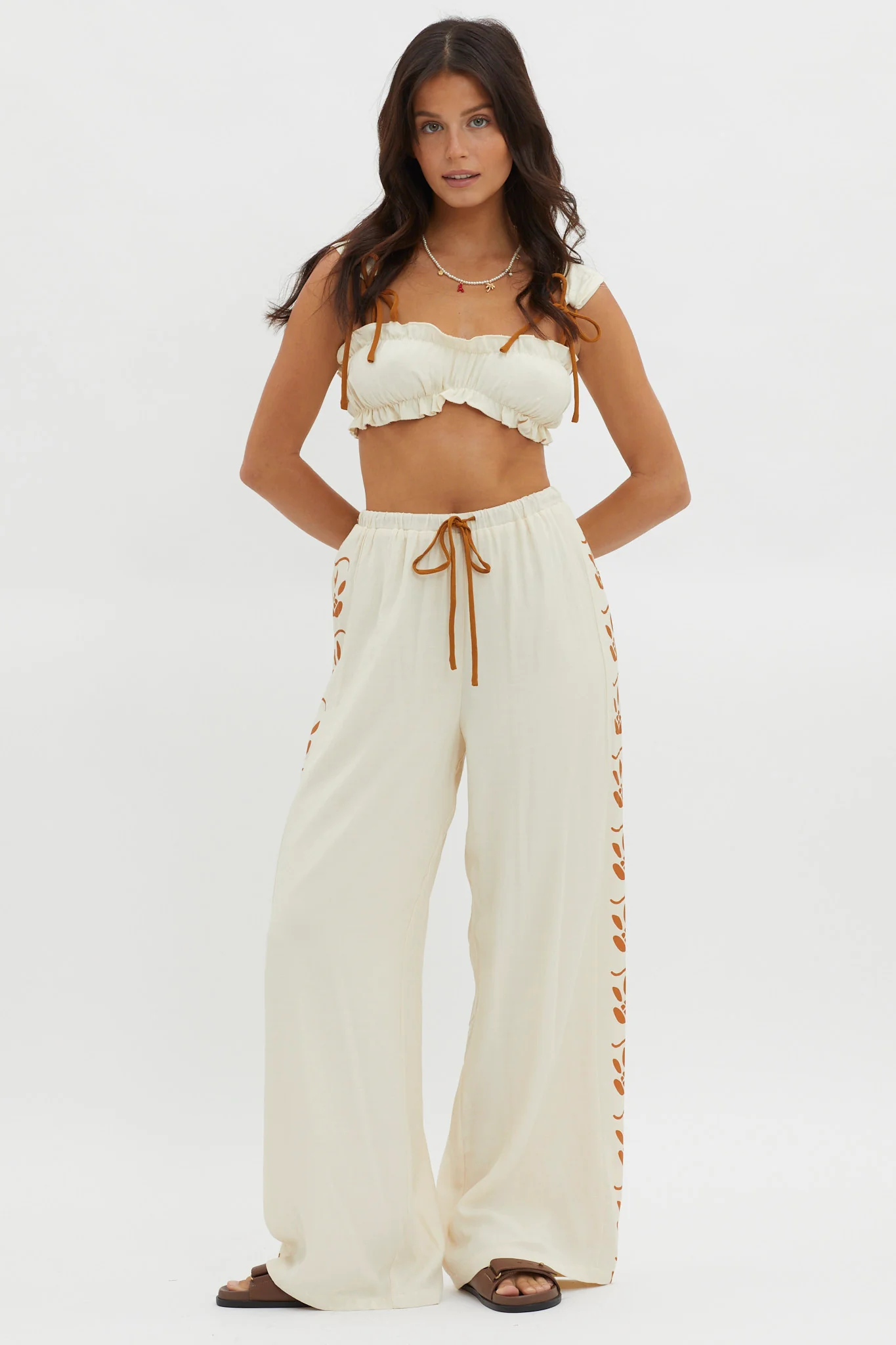 Maghan Side Print Long Pants Beige - Image 5