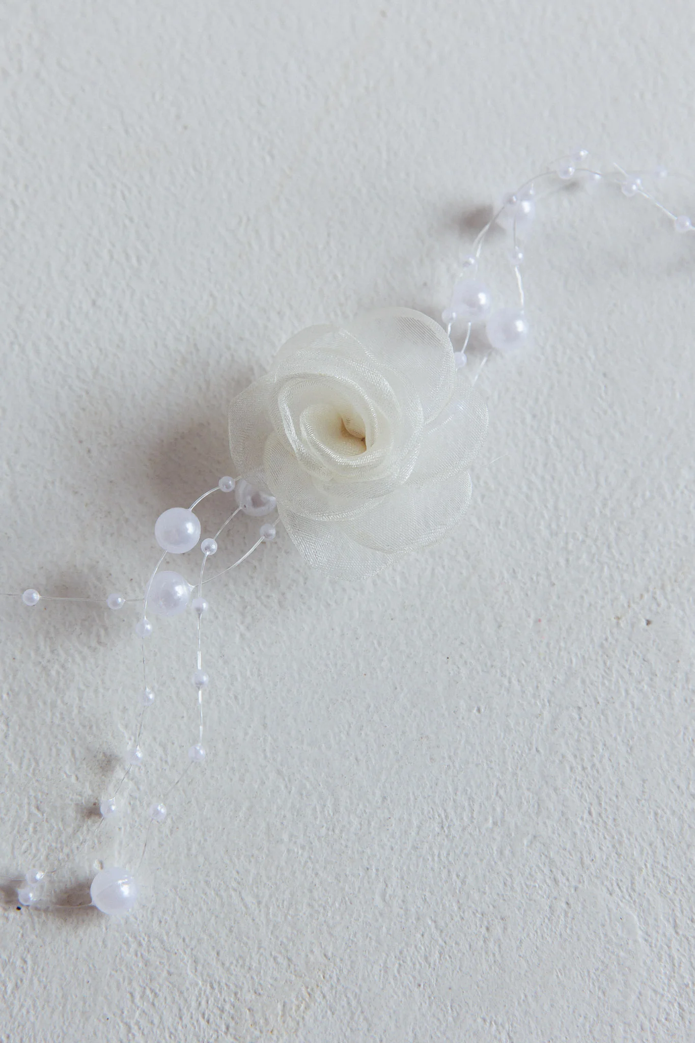 Magic Moments Chiffon Rose Choker Necklace Pearl - Image 3