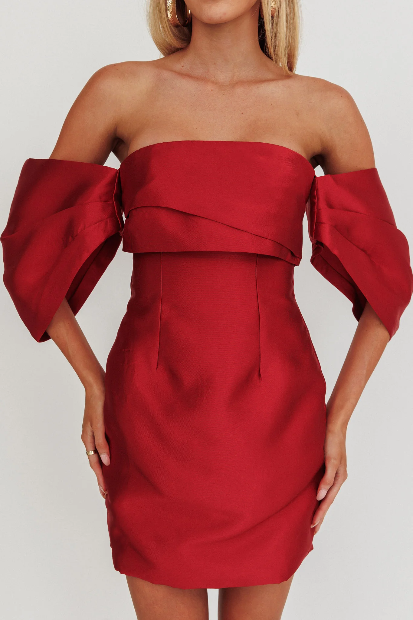 Magnolia Off-Shoulder Mini Dress Wine - Image 5