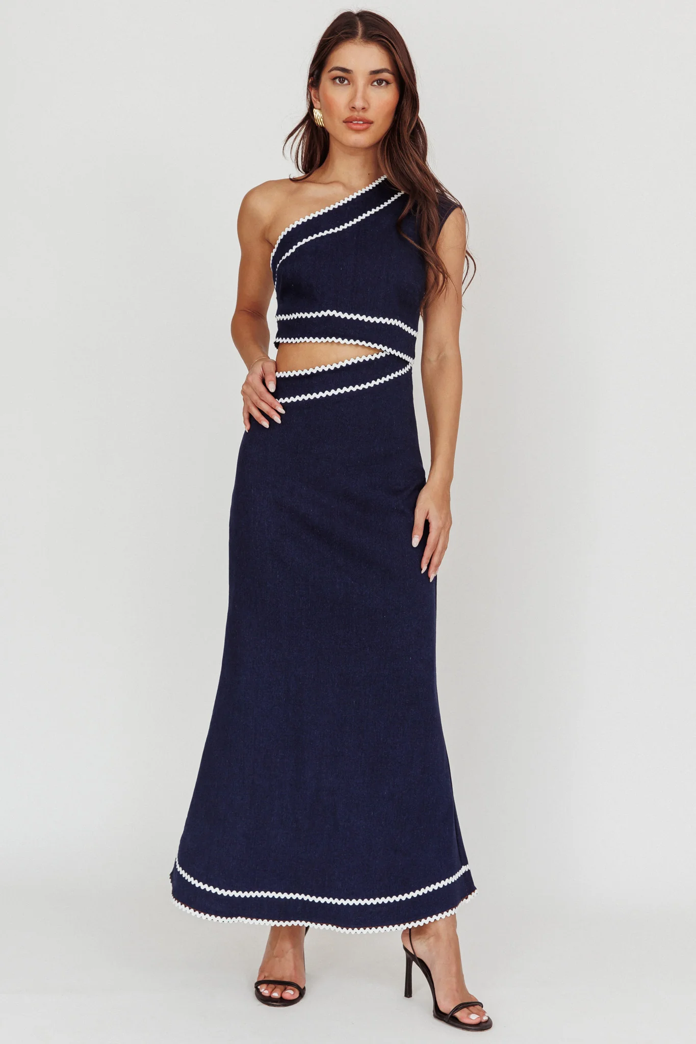 Mahli One-Shoulder Cut-Out Maxi Dress Dark Denim - Image 5