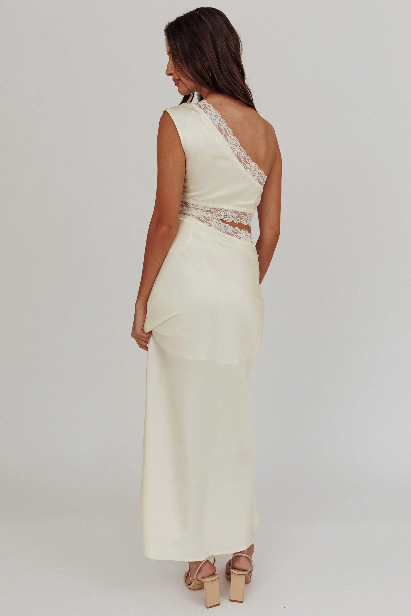 Mahli One-Shoulder Cut-Out Maxi Dress Ivory - Image 3