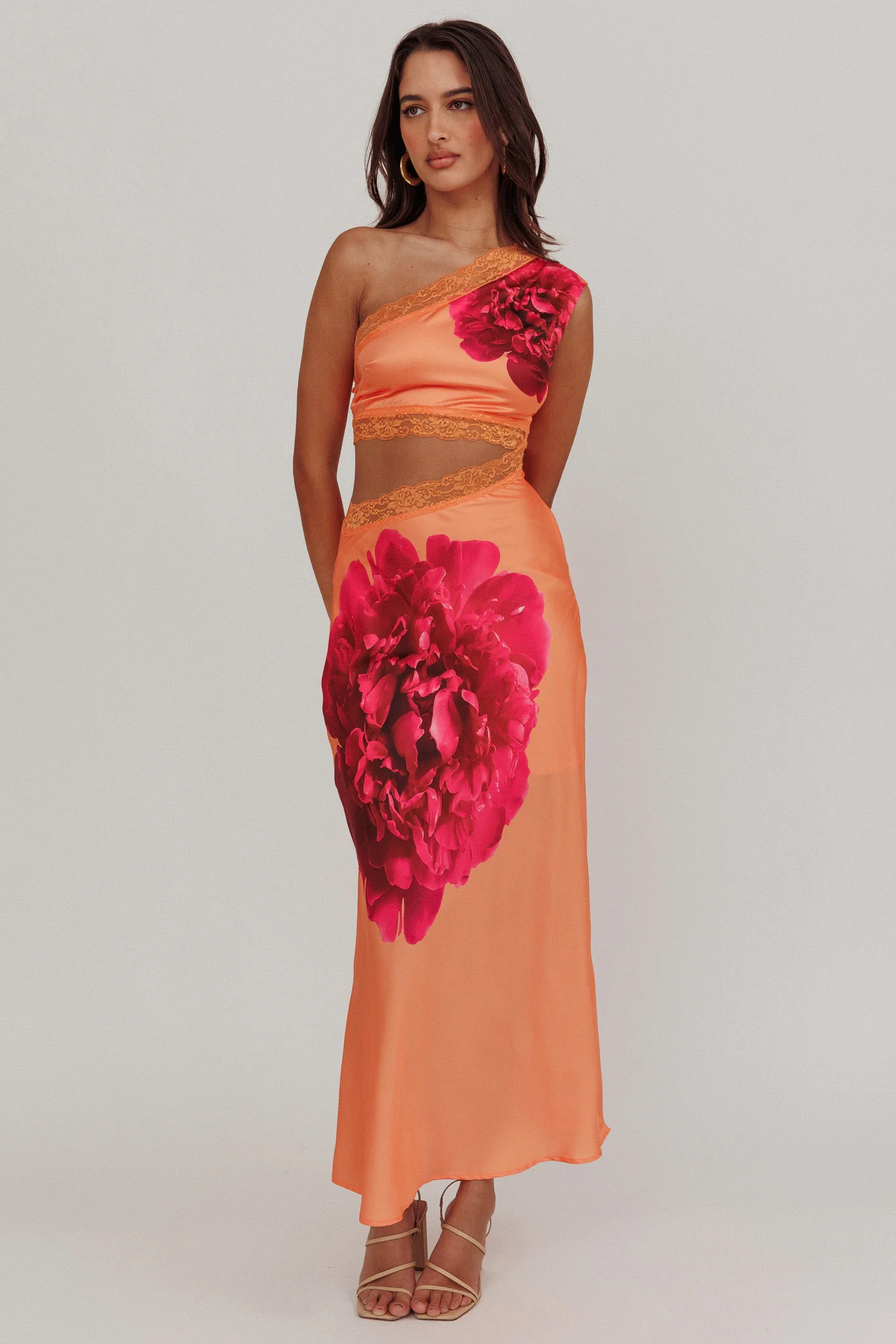Mahli One-Shoulder Cut-Out Maxi Dress Orange - Image 6