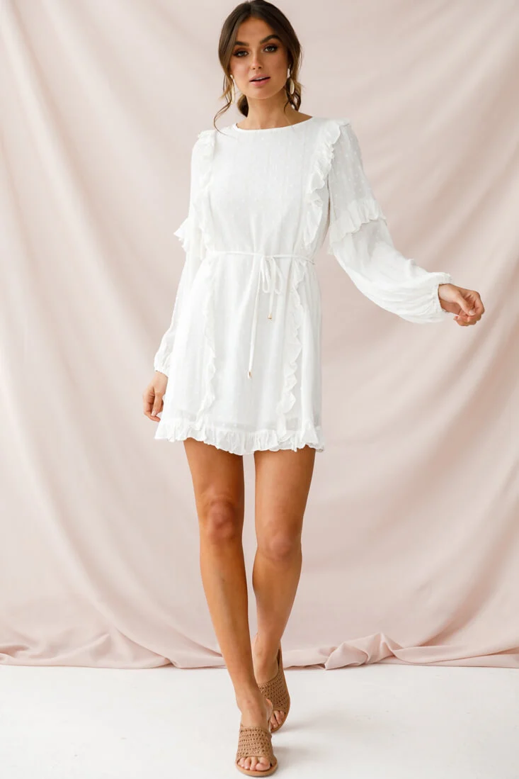 Maiden Long Sleeve Frill Dress White - Image 2