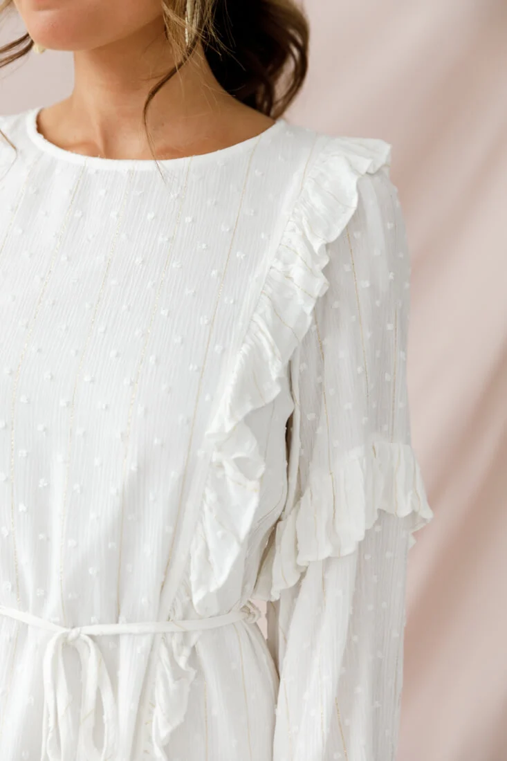 Maiden Long Sleeve Frill Dress White - Image 5