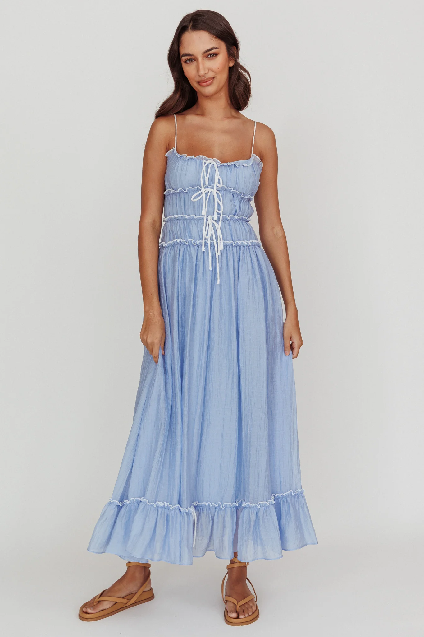 Maidens Tie Accent Maxi Dress Cloud Blue - Image 5