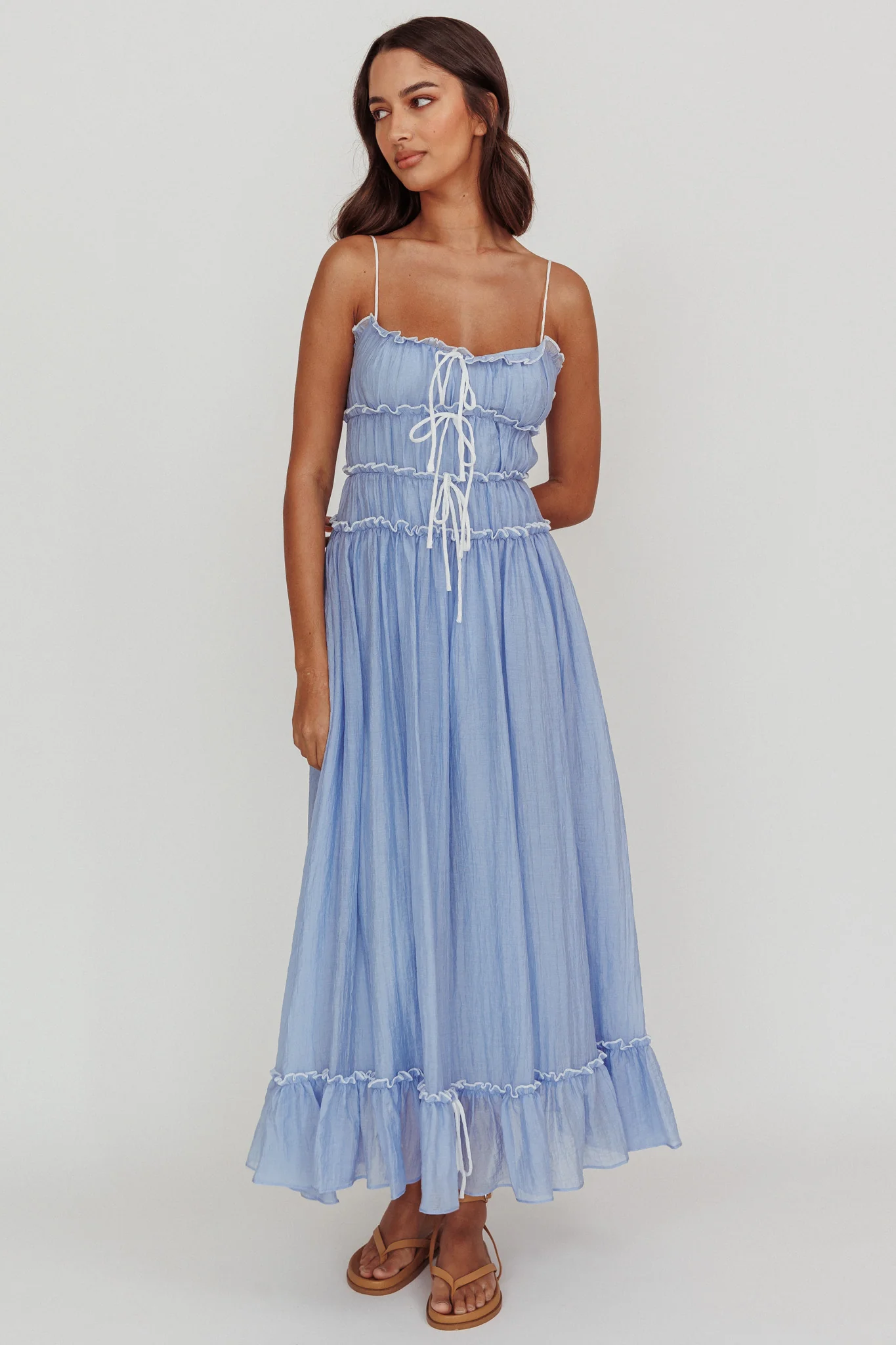 Maidens Tie Accent Maxi Dress Cloud Blue - Image 6