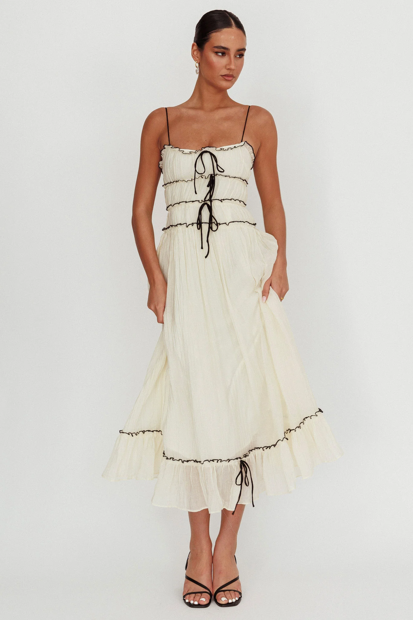 Maidens Tie Accent Maxi Dress Cream - Image 7