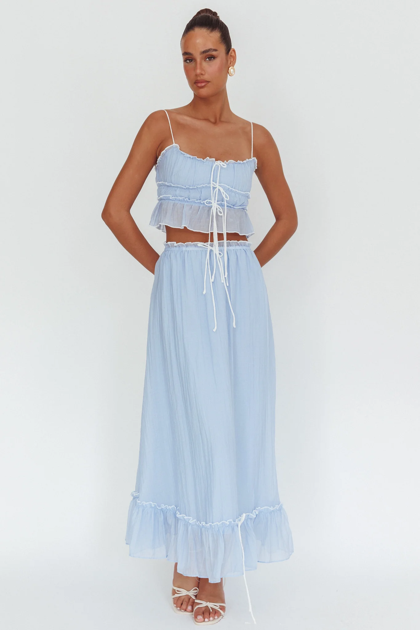 Maidens Tie Detail Overlock Maxi Skirt Cloud Blue - Image 5