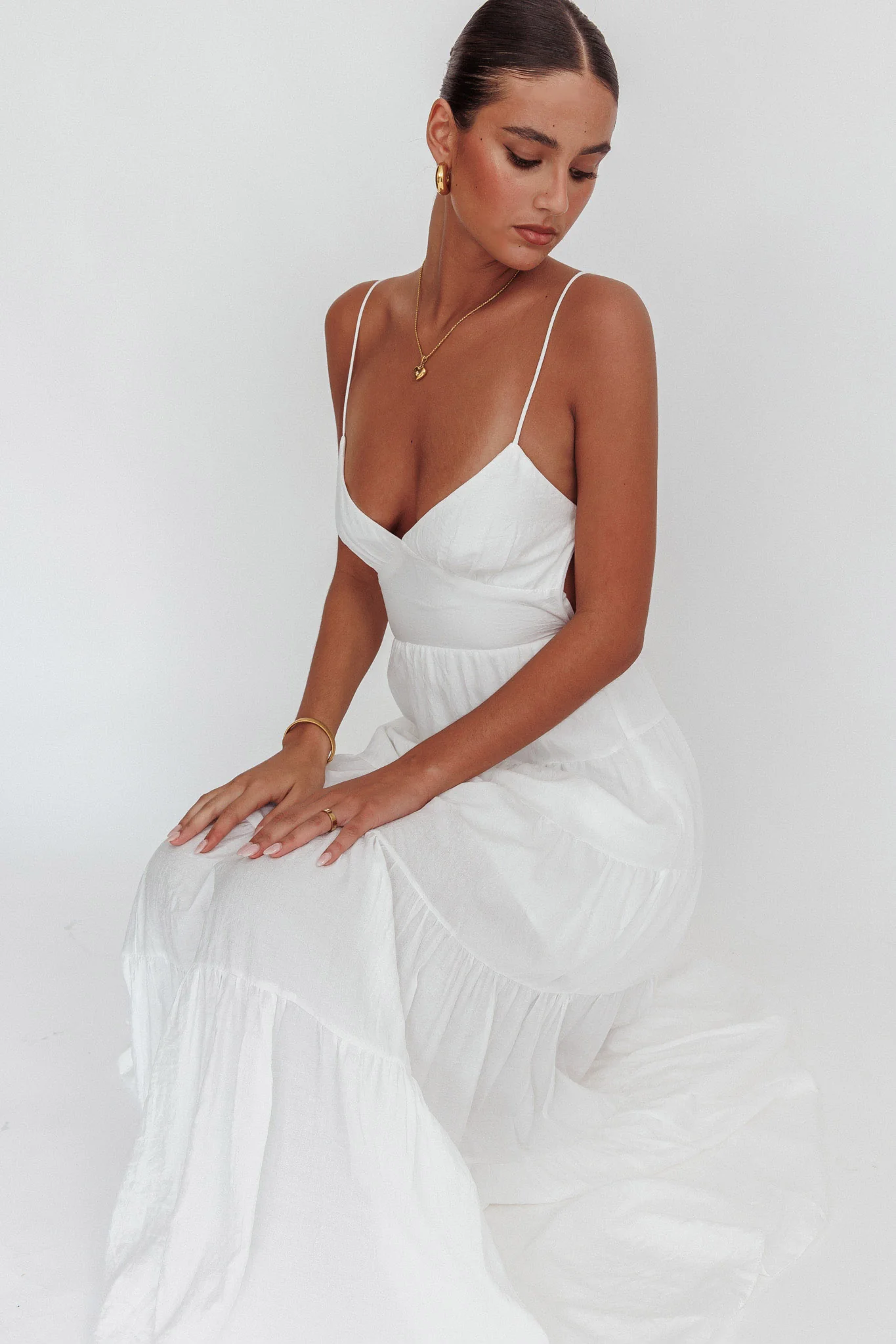 Main Attraction Cami Strap Maxi Dress White - Image 2