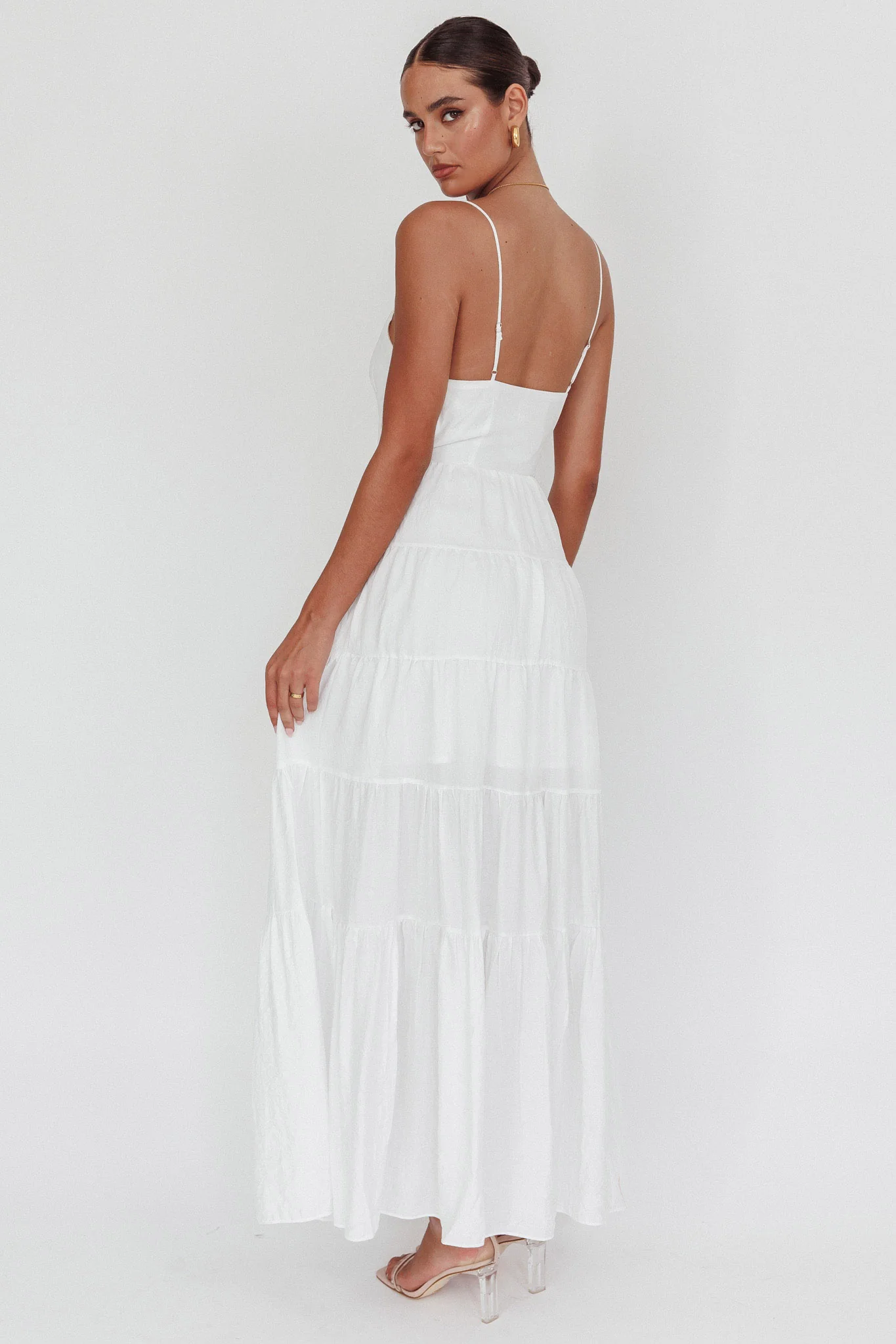 Main Attraction Cami Strap Maxi Dress White - Image 3