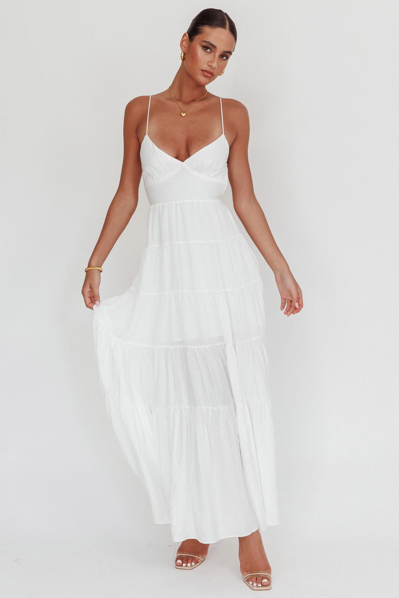 Main Attraction Cami Strap Maxi Dress White - Image 4