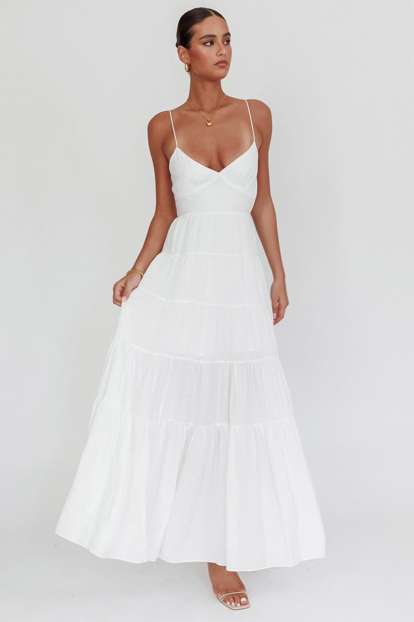 Main Attraction Cami Strap Maxi Dress White - Image 6