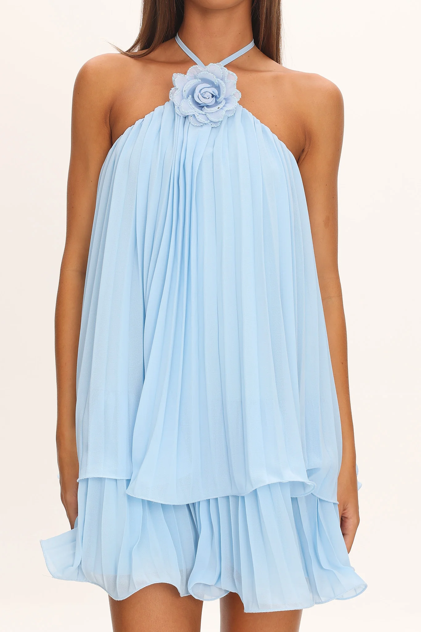 Major Crush Pleated Mini Dress Blue - Image 3