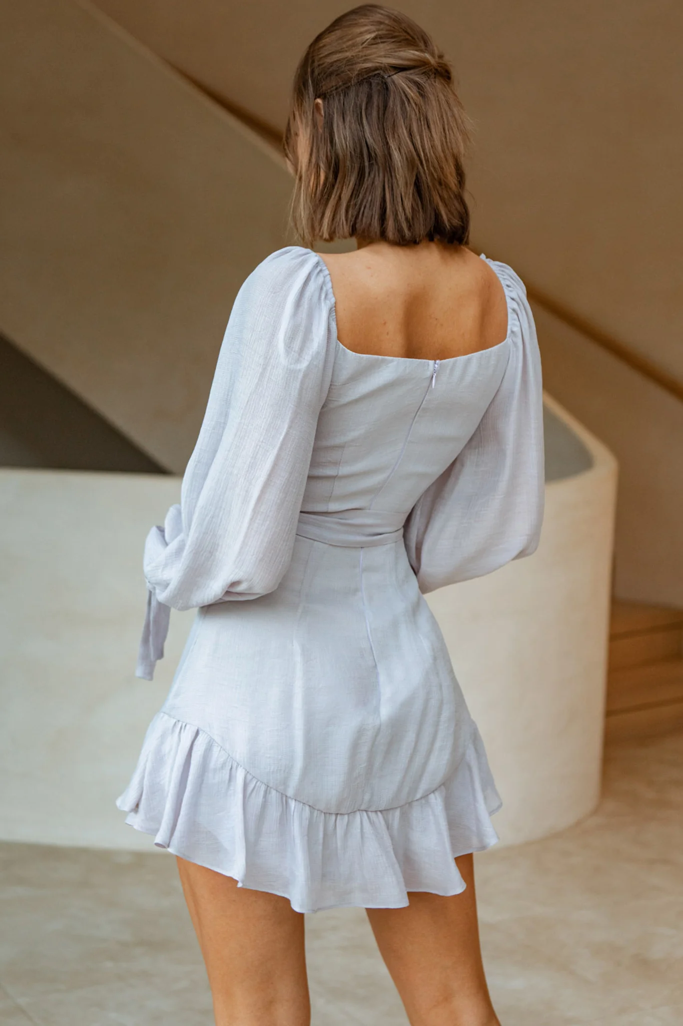 Make Memories Balloon Sleeve Molded Bust Dress Lilac - Image 2
