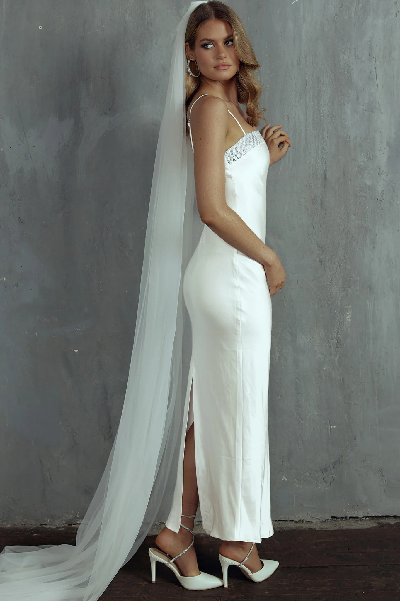 Making Headlines Diamante Neckline Maxi Dress White - Image 2