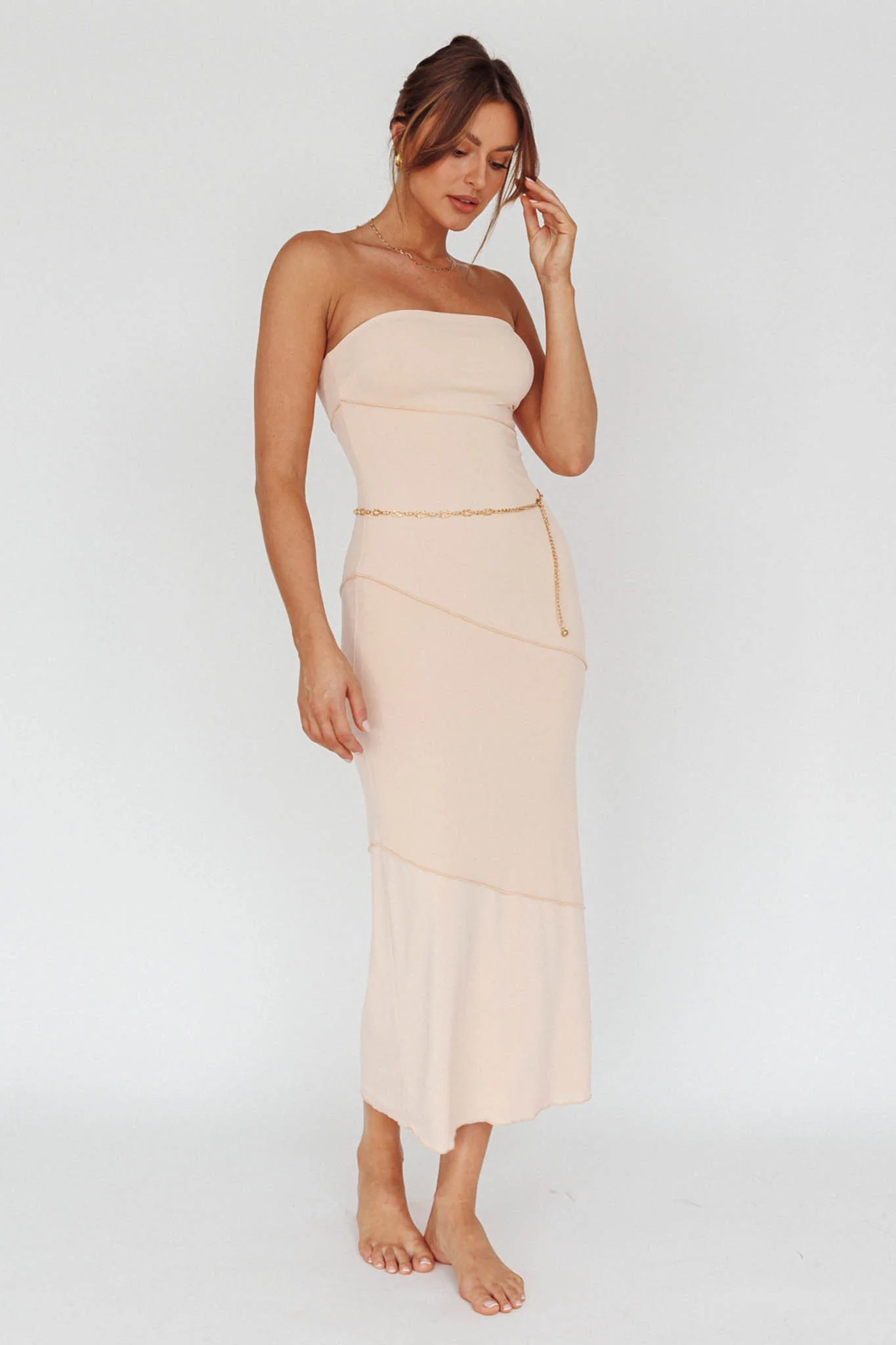 Making Headlines Strapless Midi Dress Cream - Image 8