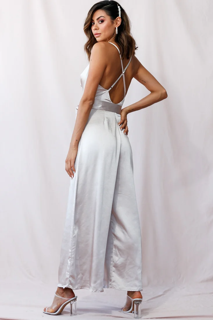 Mali Wide Leg Belted Jumpsuit Champagne - Image 3