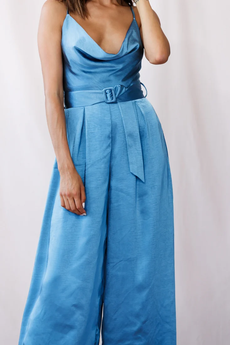 Mali Wide Leg Belted Jumpsuit Midnight Blue - Image 4