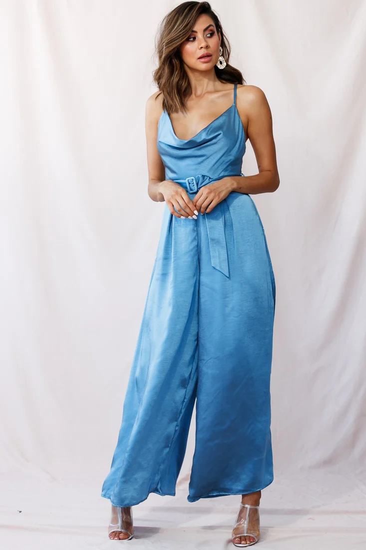 Mali Wide Leg Belted Jumpsuit Midnight Blue - Image 5