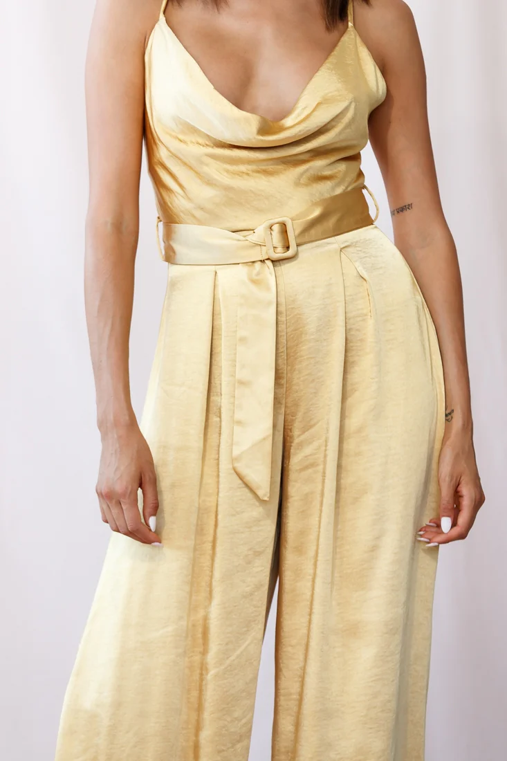 Mali Wide Leg Belted Jumpsuit Mustard - Image 4