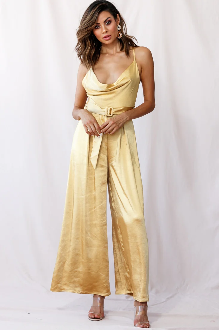 Mali Wide Leg Belted Jumpsuit Mustard - Image 5