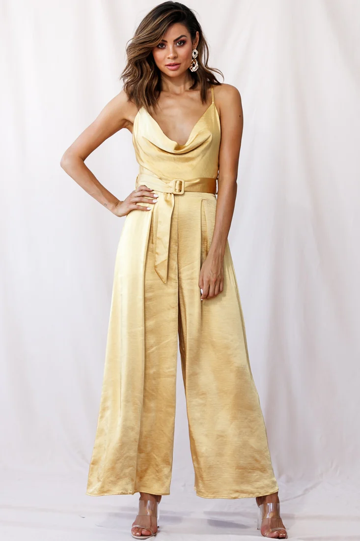 Mali Wide Leg Belted Jumpsuit Mustard - Image 6
